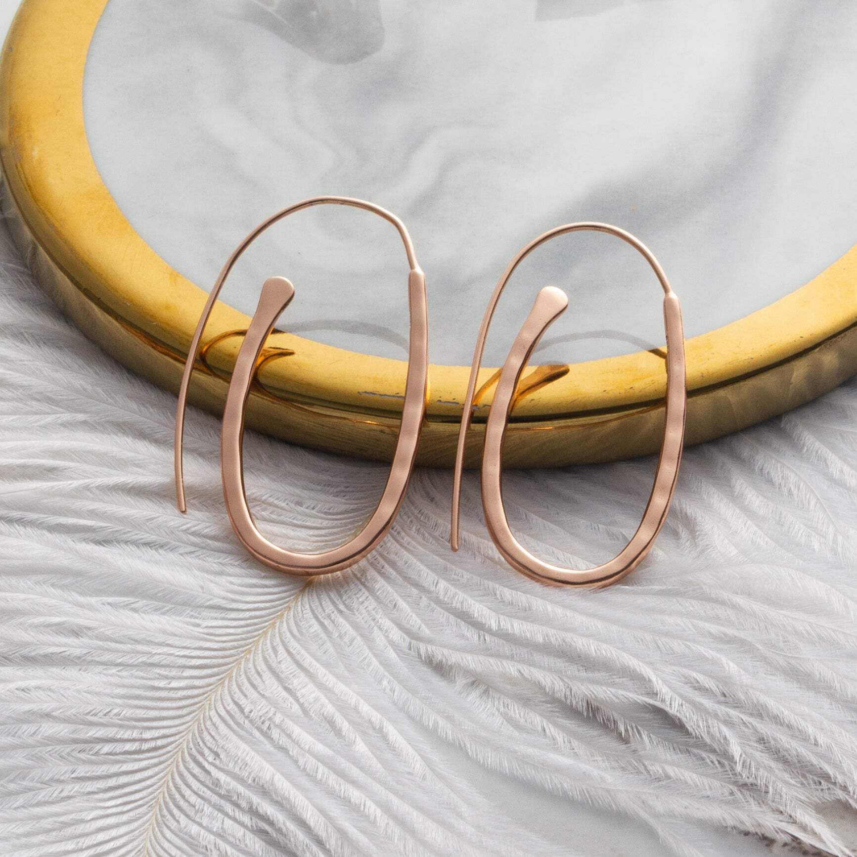 Philip Jones Rose Gold Plated Sterling Silver Hammered Hoop Earrings for Women - Elegant & Durable Fashion Jewelry for Parties, Weddings & Everyday Wear