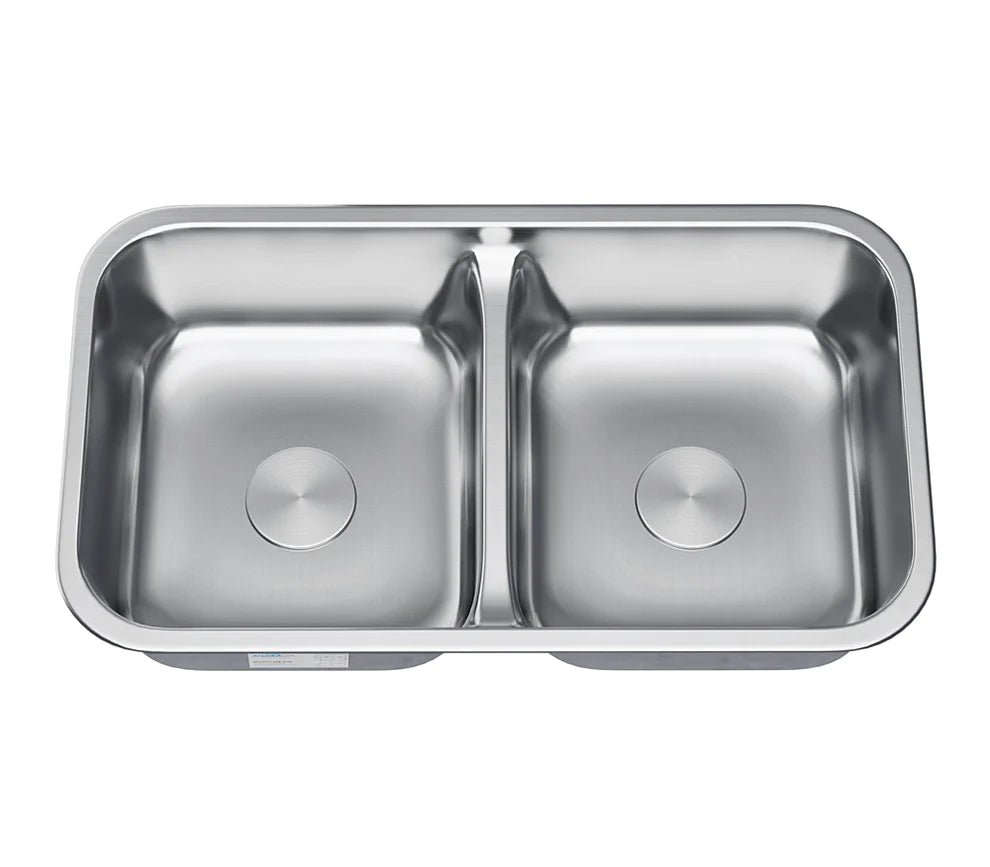 Allora USA LD 3218 32x18x8 Undermount Double Bowl Kitchen Sink - 18 Gauge Stainless Steel, Low Divider Design for Modern Kitchens - Perfect for Cooking, Washing Dishes & Food Prep