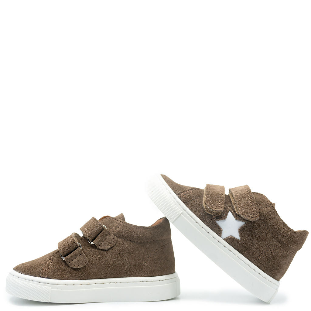 **Atlanta Moccasin Taupe Star Velcro Baby Sneakers – Soft & Comfortable First Walkers for Infants & Toddlers – Perfect for Everyday Wear, Playtime & Special Occasions**