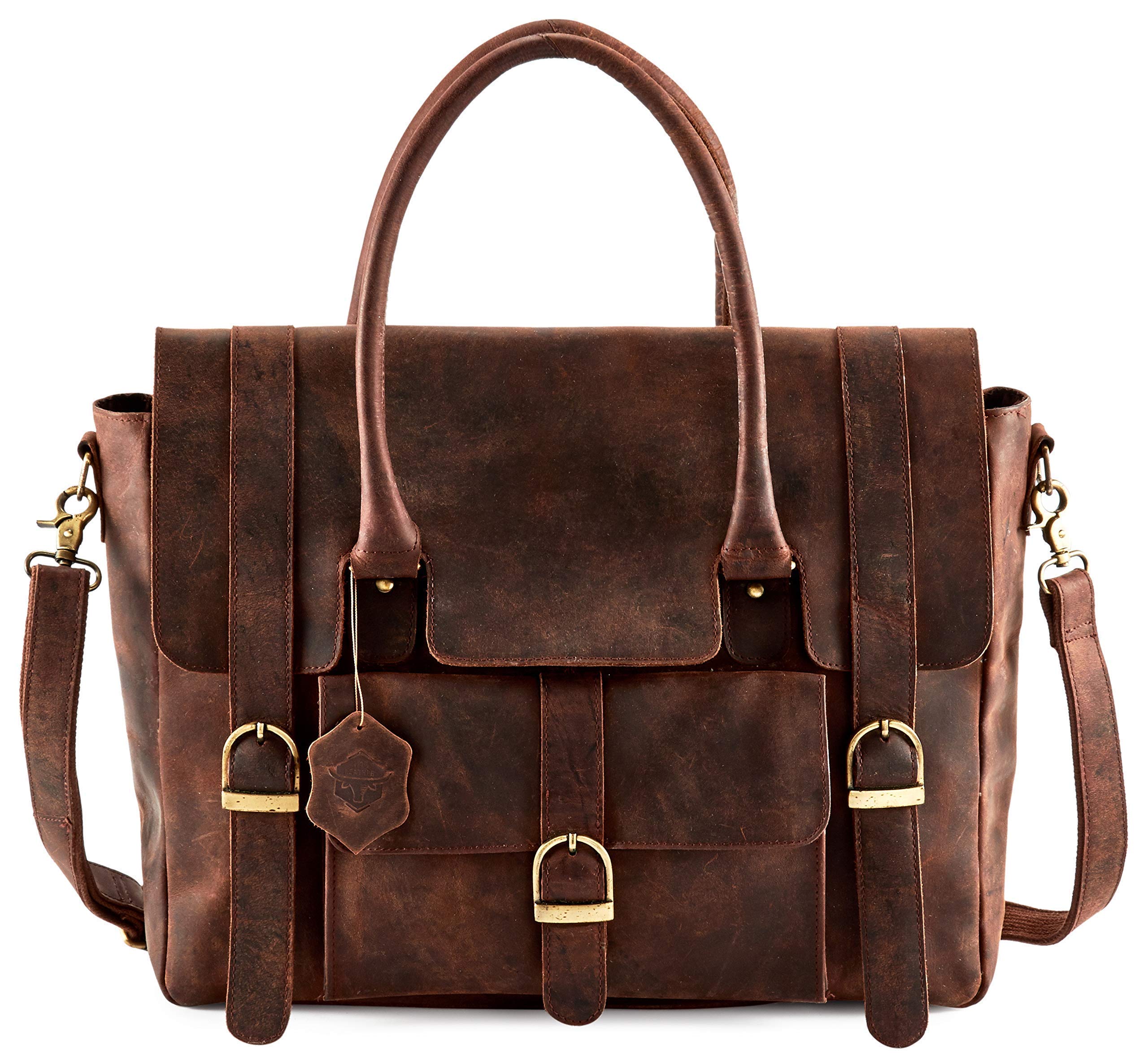 Premium Genuine Leather Briefcase for Women - Stylish Laptop Tote Bag with Secure Zipper, Professional Work Messenger Bag - Perfect for Office, Business Travel & Daily Commute