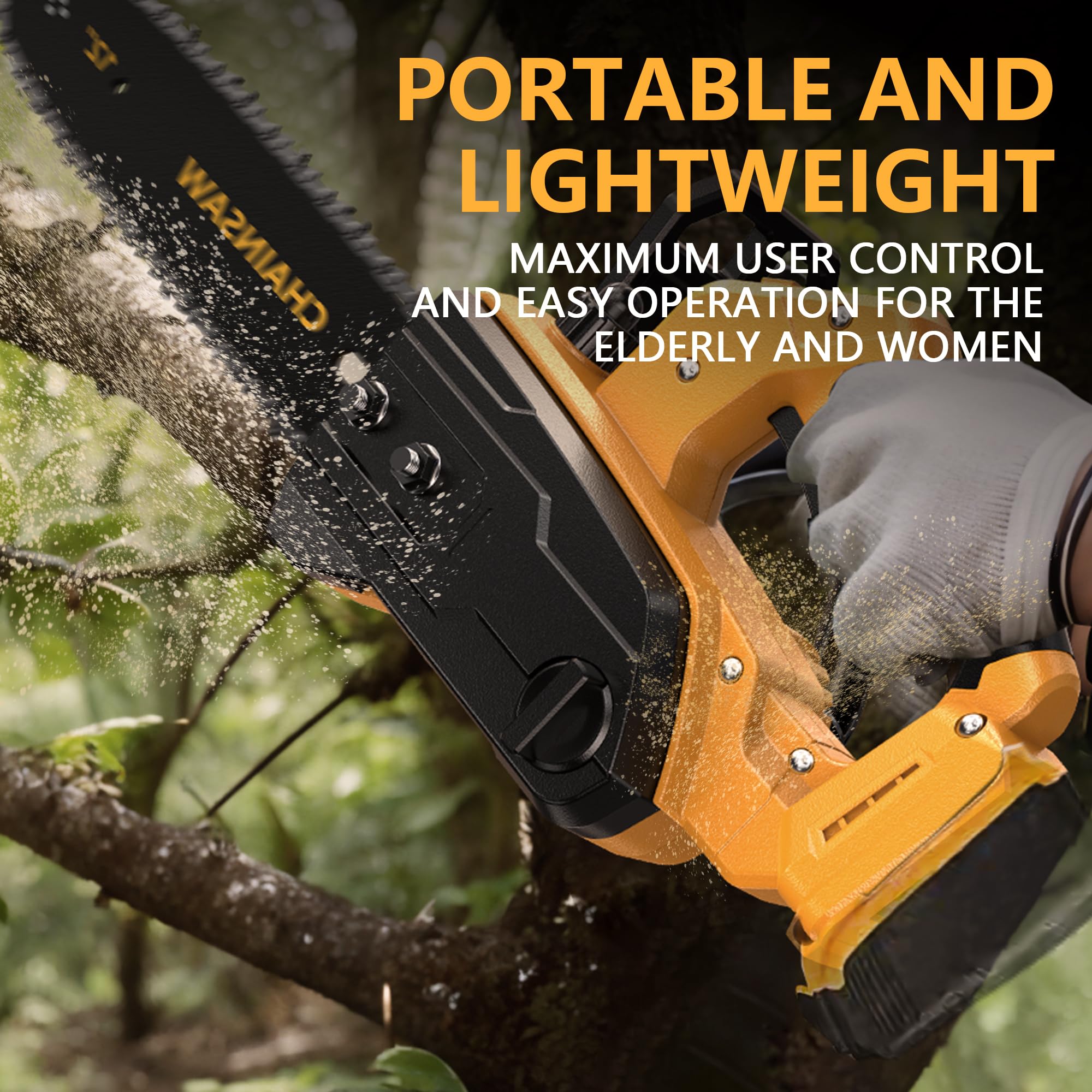 12-Inch Cordless Chainsaw for Dewalt 20V Battery - Lightweight Electric Chainsaw with Oil Lubrication & Safety Lock - Perfect for Wood Cutting, Tree Trimming, Yard Maintenance & DIY Projects (Battery & Charger Not Included)