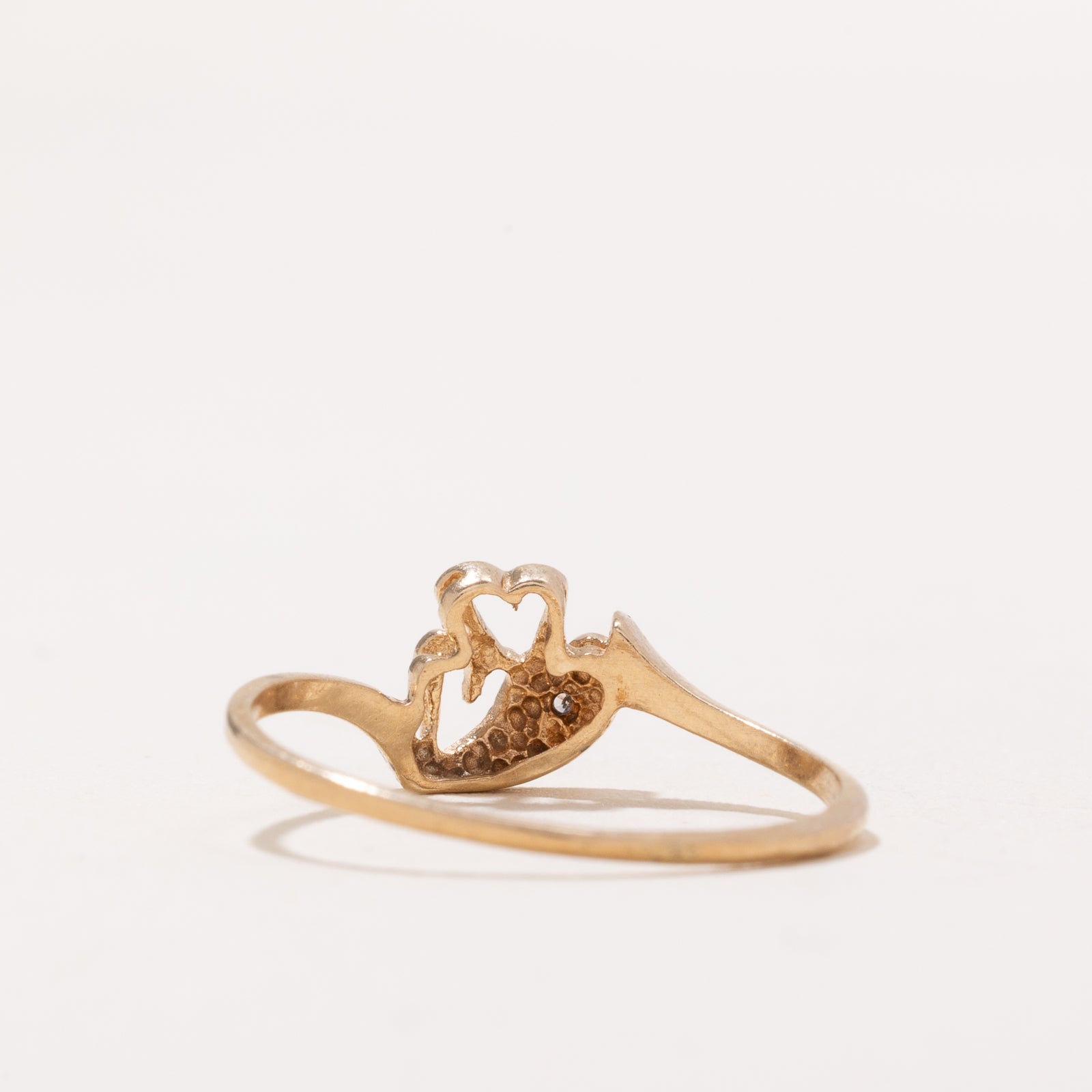 0.002ct Diamond Heart Bypass Ring - Size 8 | Elegant Promise & Engagement Jewelry for Women | Perfect for Anniversaries, Valentine's Day & Romantic Gifts