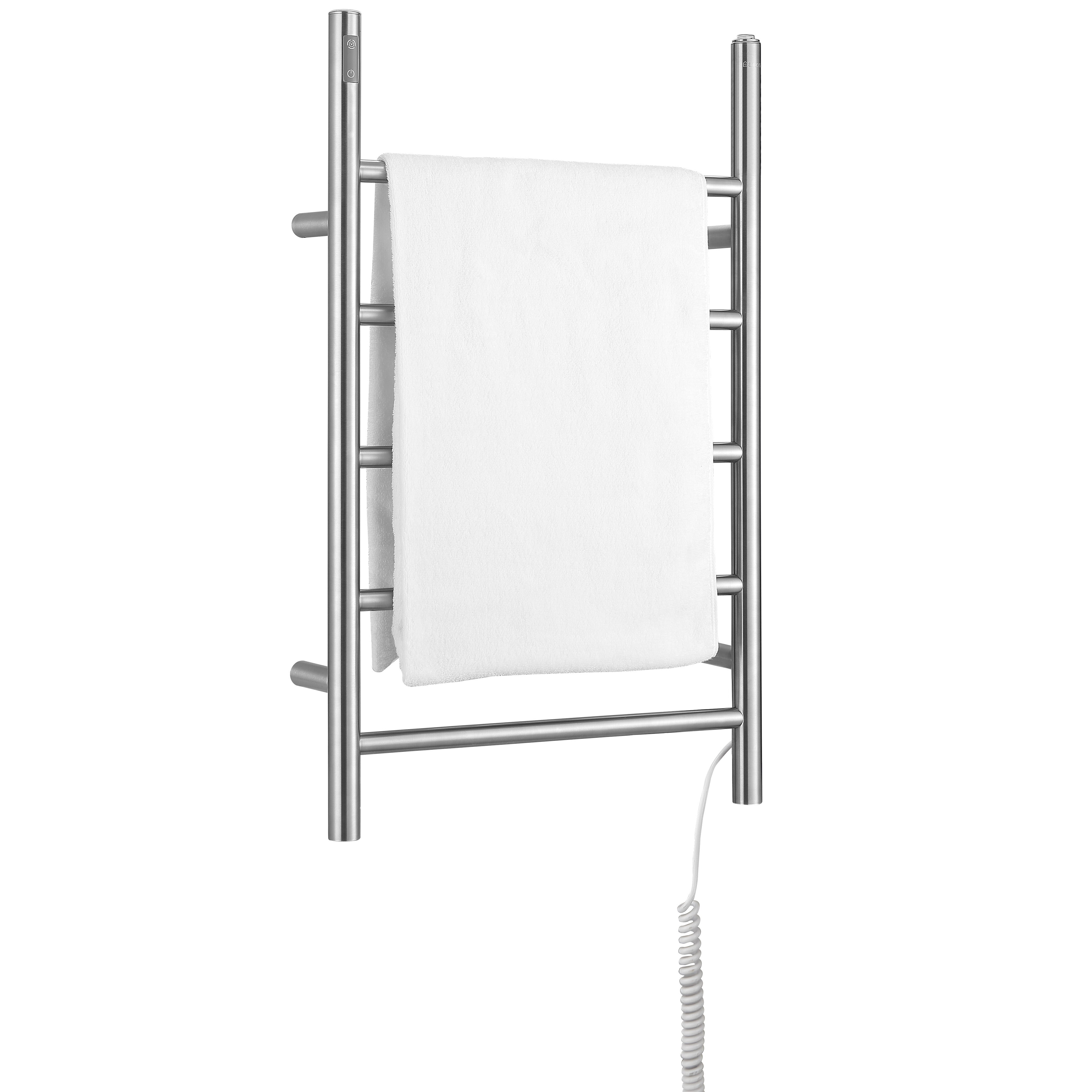 Nova OBT 3-in-1 5-Bar Towel Warmer with Built-in Timer | Brushed Stainless Steel | Bathroom Spa & Luxury Home Warming Solution
