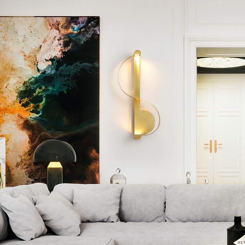 Modern S-Shaped Copper Wall Lamp - Wrought Iron Art Deco Wall Sconce for Living Room, Bedroom, Restaurant & Hotel | 6000K Daylight LED Lighting | Perfect for Ambient, Accent & Task Lighting in Home & Commercial Spaces