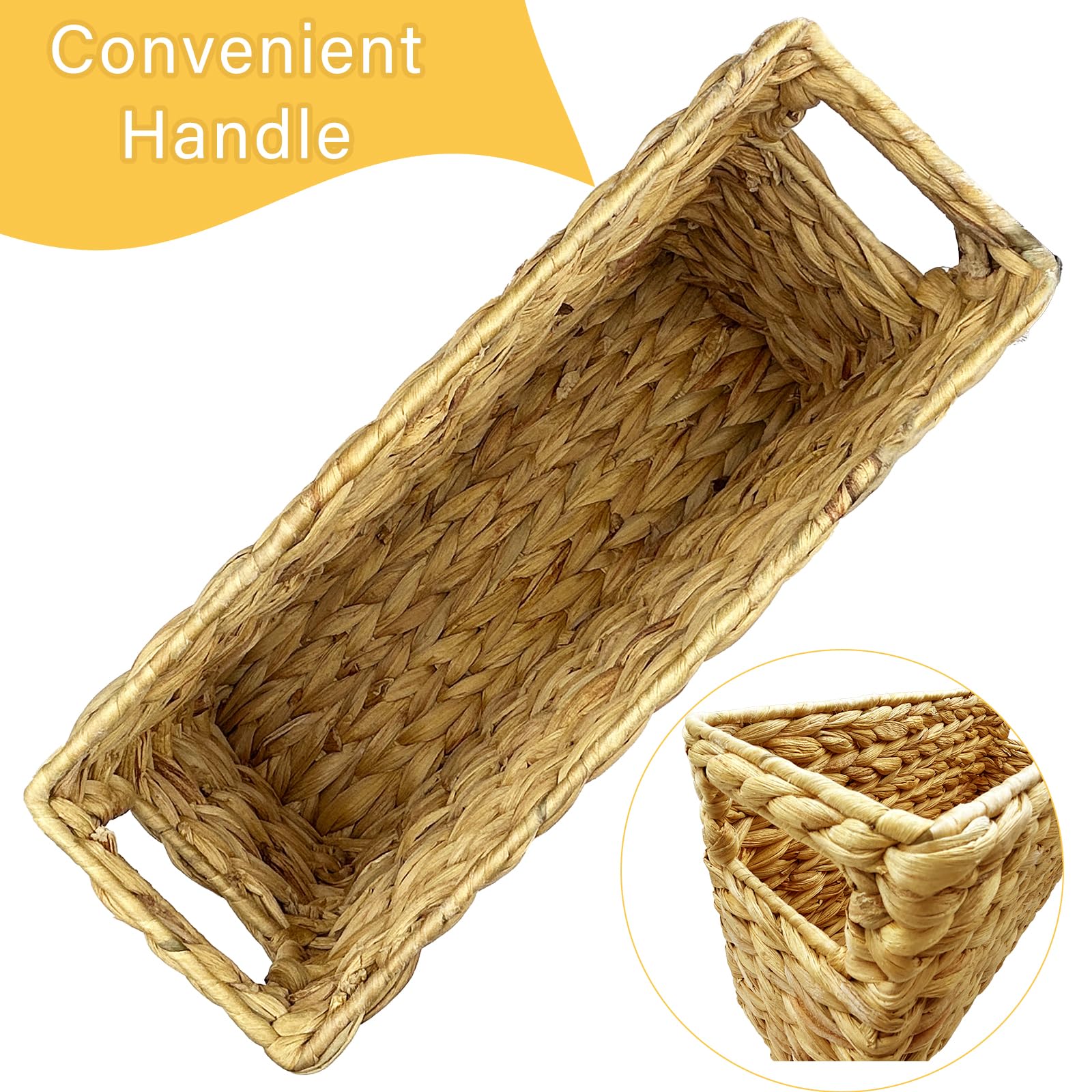 Hand-Woven Water Hyacinth Magazine Basket - 15.5 x 5.75 x 9.5 Inch Natural Wicker Storage Bin for Office, Bathroom & Desk Organization - Perfect for Magazines, Books & Home Decor