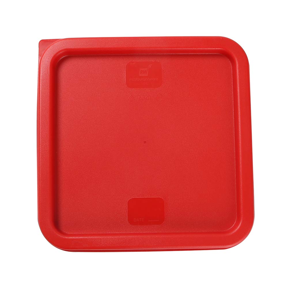 Met Lux 10-Pack Square Food Storage Container Lids - Red Plastic, Dishwasher & Freezer Safe, Date Indicator - Replacement Lids for Marinating & Meal Prep Containers (Containers Sold Separately) - Perfect for Restaurant, Catering & Home Kitchen Organization