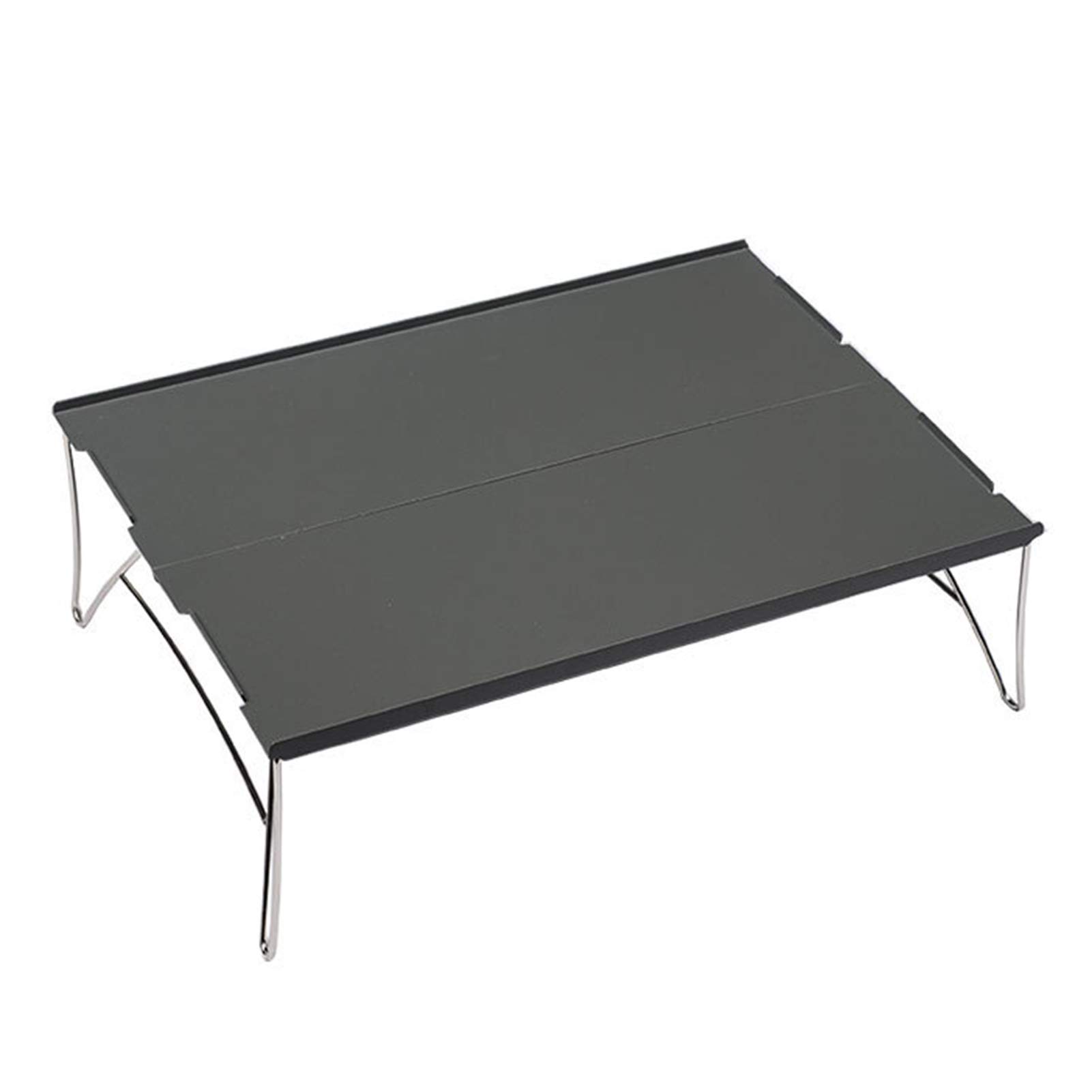 Trusway Aluminum Folding Picnic Table - Portable BBQ Grill Rack & Campfire Table for Outdoor Camping, Backyard, Beach & Tailgating - Ultralight Foldable Mini Desk (Black)