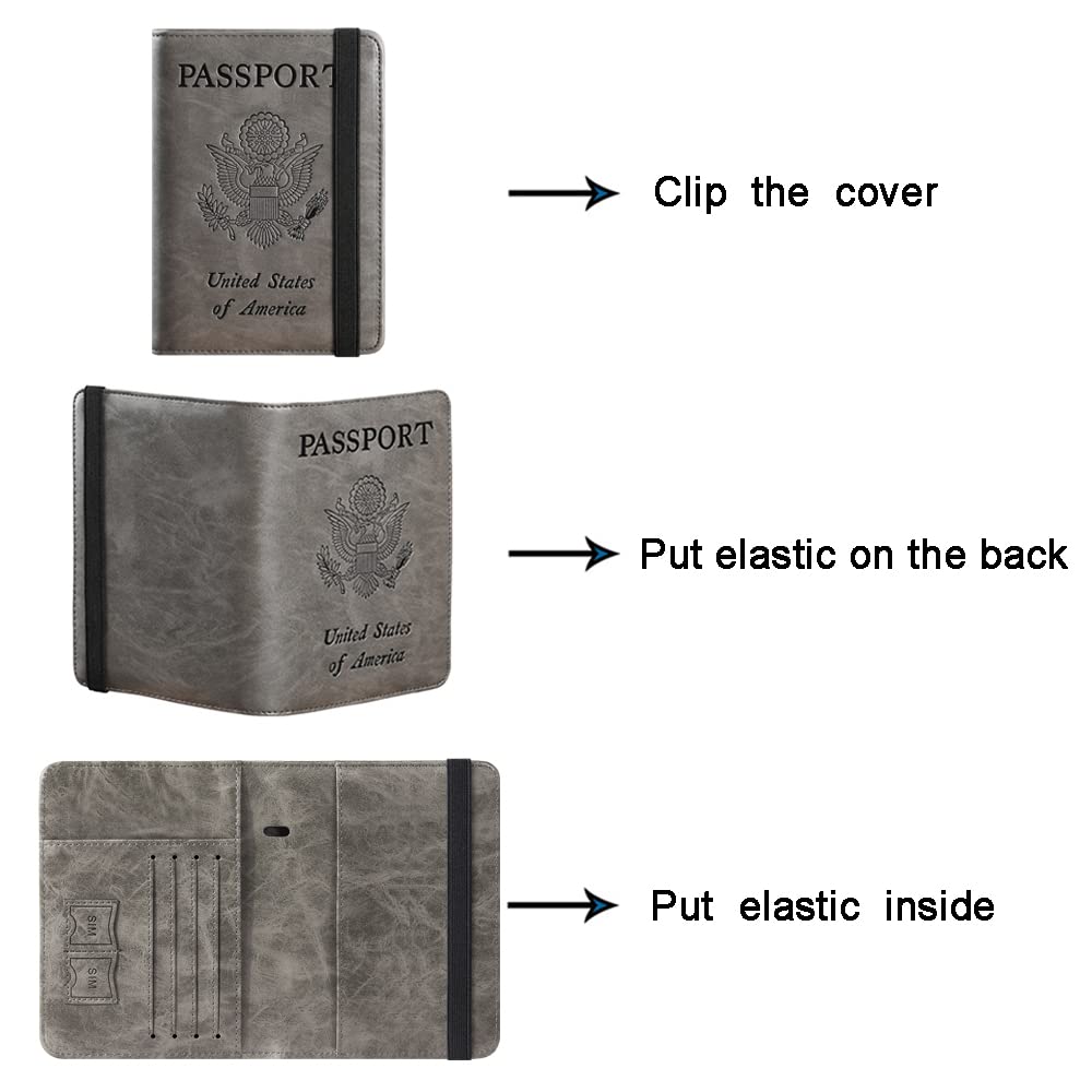 Premium RFID Blocking Leather Passport Holder & Travel Wallet - Secure Card Case for Women & Men (113# Grey) | Perfect for International Travel, Business Trips & Daily Commute