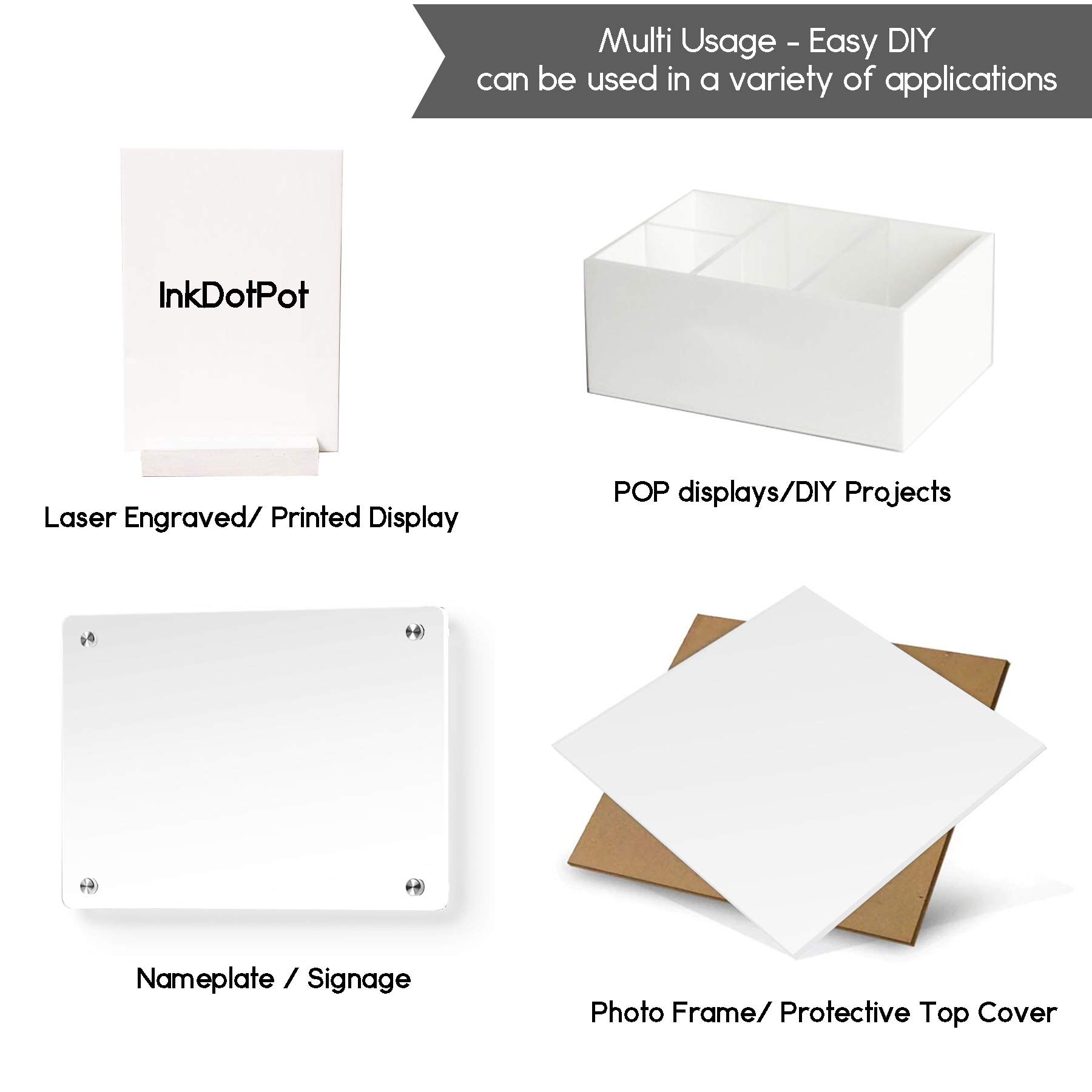 4-Pack 5mm White Acrylic Sheet 1/8