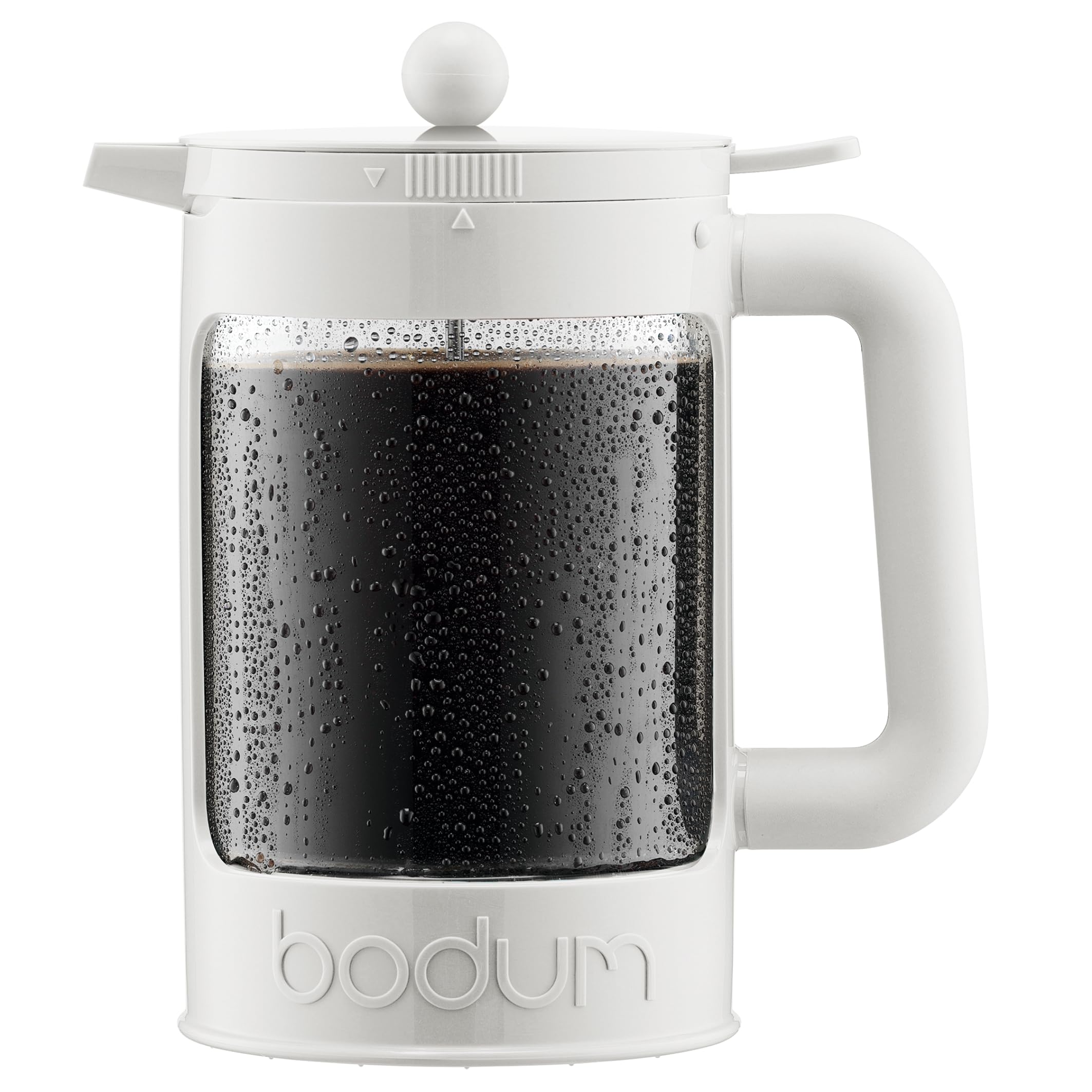 Bodum 51oz Cold Brew Iced Coffee Maker Glass Carafe with Stainless Steel Filter - White, Made in Portugal | Perfect for Home, Office & Outdoor Use