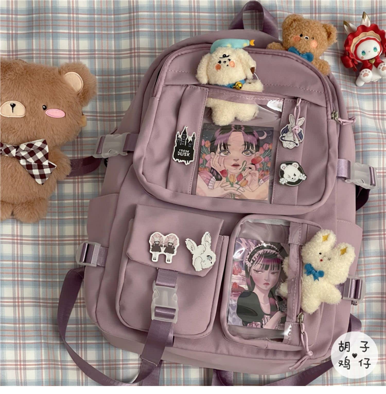 Cute Goth Anime Backpack with Plushies - Kawaii Ita Bag Japanese Style Lolita Accessories for Cosplay, School & Travel