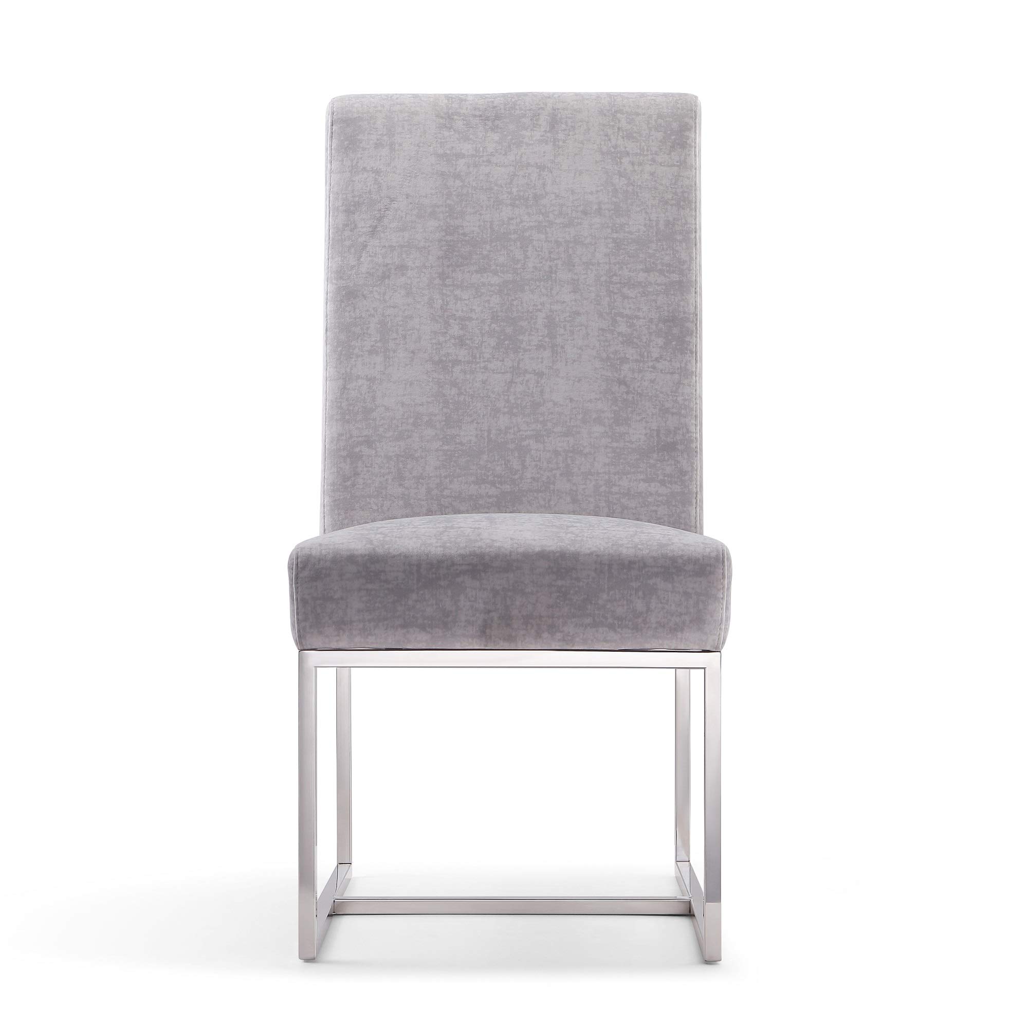 Modern Velvet Dining Chairs with High-Density Foam & Chrome Stainless Steel Frame - High-Back Fully Assembled Industrial Chic Accent Furniture - Set of 1 in Gray - Perfect for Dining Rooms, Kitchens, and Home Office Spaces