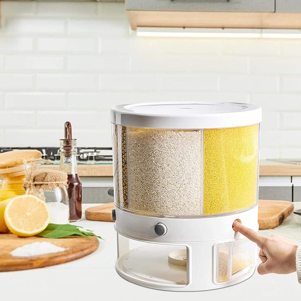 Airtight Rice Storage Container with Automatic Dispenser - 5lb/10lb/20lb Grain Bin for Kitchen, Pantry & Bulk Food Storage | Perfect for Rice, Flour, Sugar & Dry Goods Organization