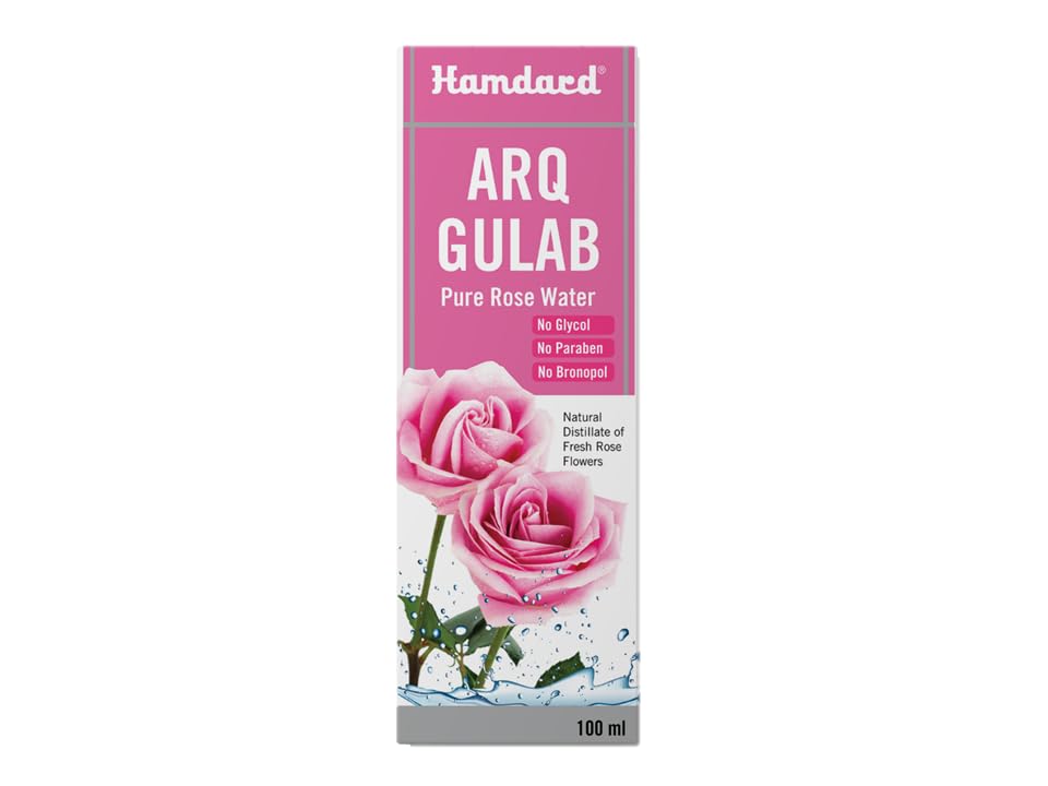 Hamdard Arq Gulab Pure Rose Water 100ml - Natural Skin Toner & Hydrating Facial Mist for Glowing Skin | Perfect for DIY Beauty, Aromatherapy & Summer Refreshment