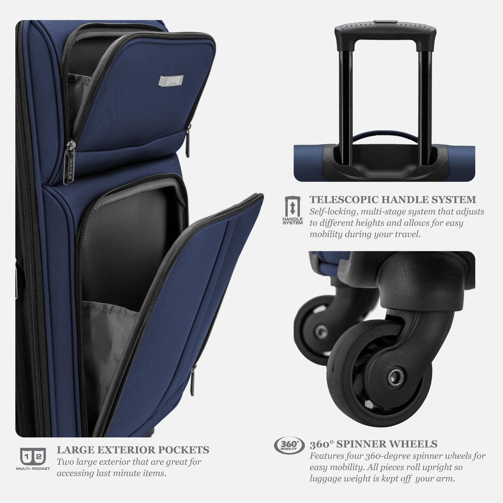 U.S. TRAVELER Anzio Softside Expandable Spinner Luggage Set - 3-Piece (22/26/30 Inch) Burgundy Suitcase for Business Travel & Family Vacations | Lightweight Durable Hardshell Luggage with 360° Wheels & TSA Lock