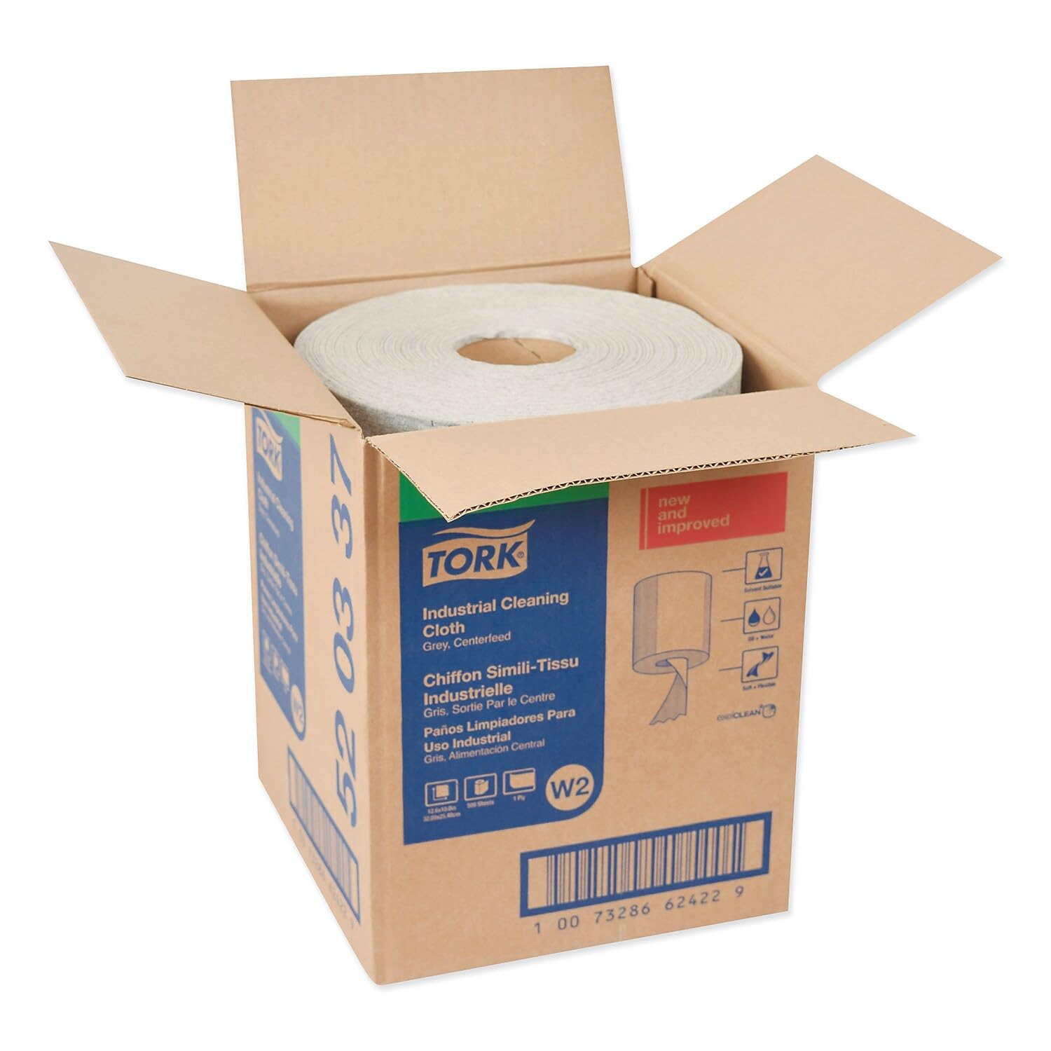 Tork Industrial Cleaning Cloths - 1-Ply Gray Wipes (12.6