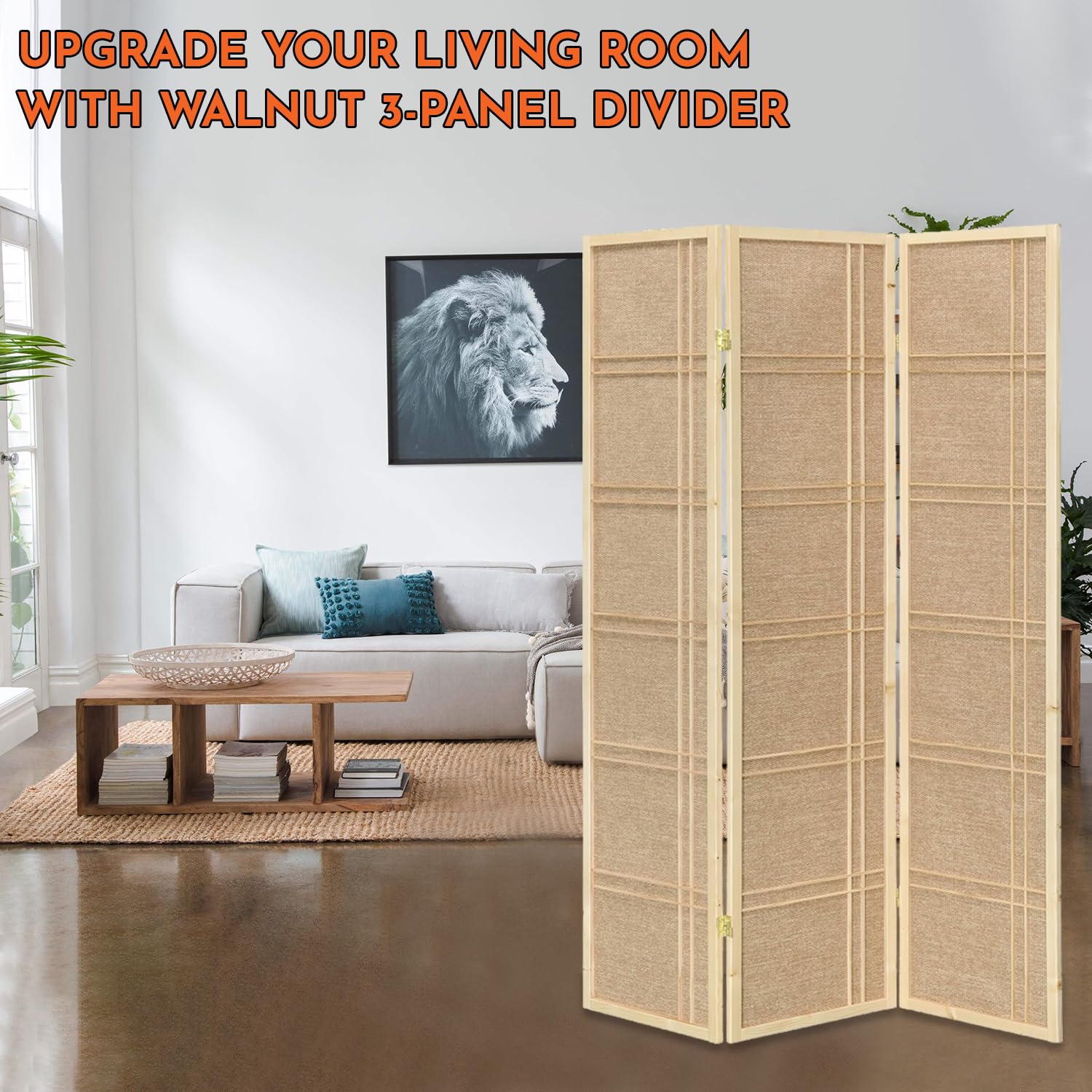 Legacy Decor 3-Panel Rattan Room Divider with Cane Webbing & Decorative Cutouts - Foldable Privacy Screen for Home Office Studio - Natural Bamboo Partition for Indoor Spaces, Bedroom Separation & Event Decor