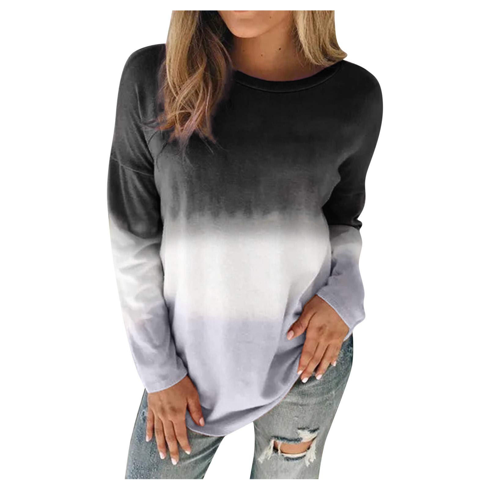 Trendy Women's Gradient Pullover T-Shirt - Y2K Casual & Dressy Cute Top for Going Out | Perfect for Parties, Dates & Everyday Wear