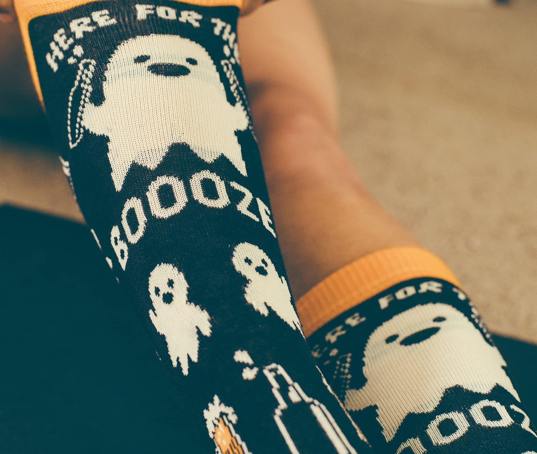 Funny Ghost Halloween Socks for Women - Crazy Dog T-Shirts Booze Themed Novelty Footwear - Perfect for Costume Parties, Gifts & Spooky Celebrations
