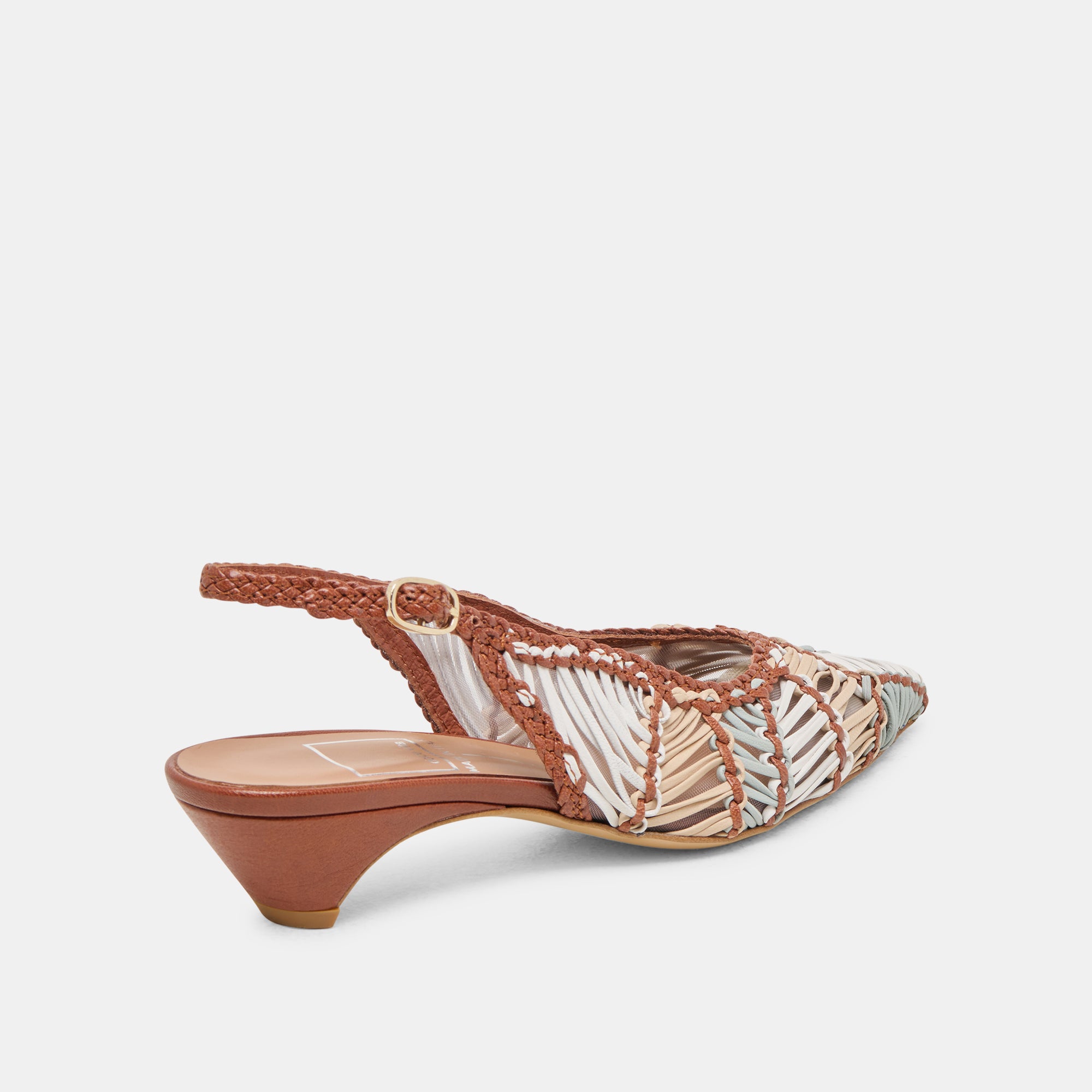 DAFNEY Women's Tan Multi Woven Leather High Heels - Comfortable Dress Shoes for Work, Party & Special Occasions