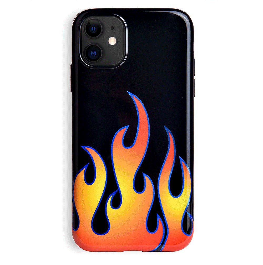 Blue Chrome Flames iPhone Case - Stylish Protective Cover for iPhone 13/14/15 Pro Max - Durable Shockproof Slim Design - Perfect for Everyday Use, Travel & Outdoor Activities
