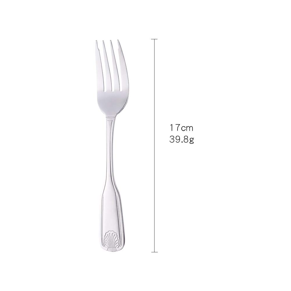 Premium 12-Piece Stainless Steel Salad Forks Set - Elegant Shell Pattern 18/0 Flatware, 6.7