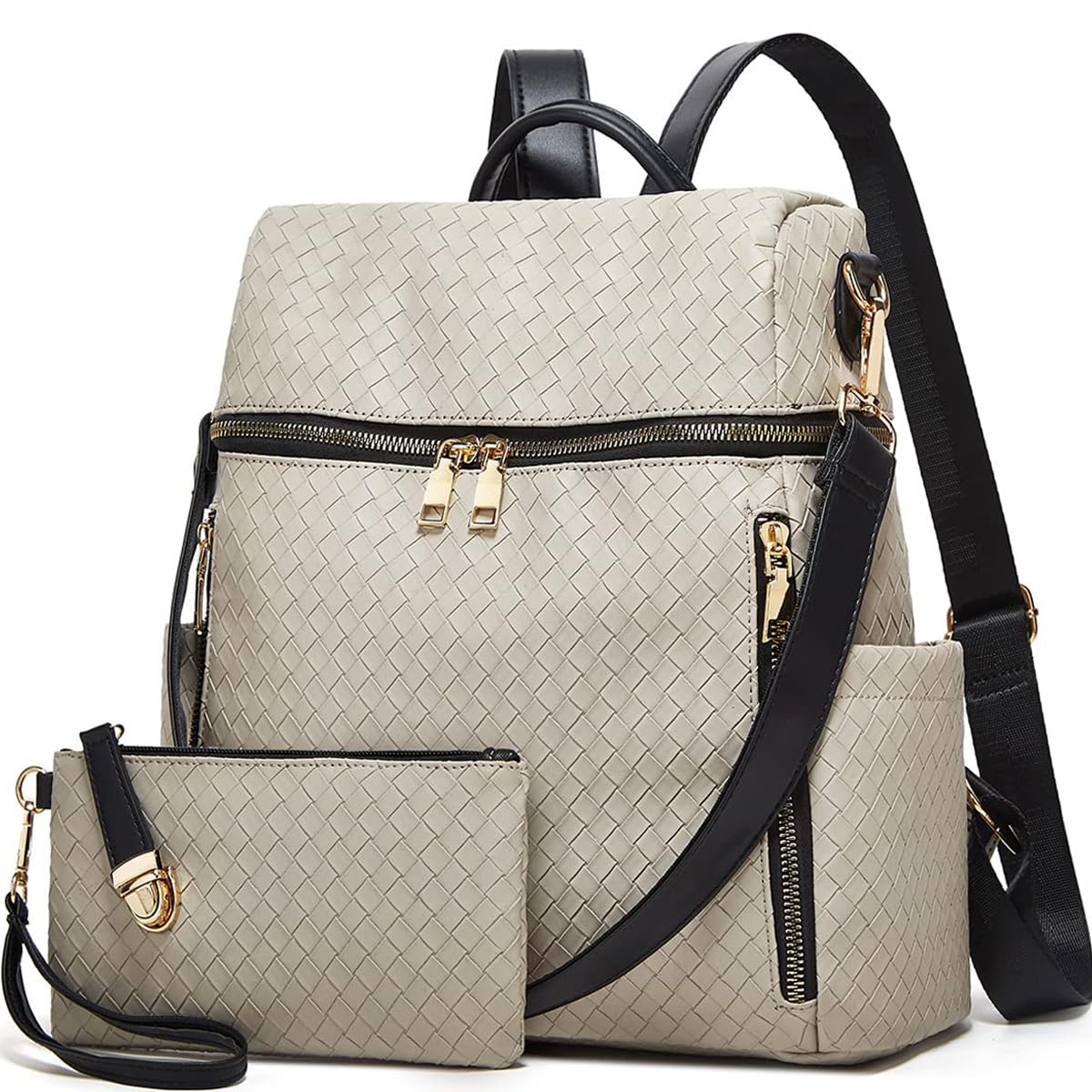 Stylish Women's PU Leather Convertible Backpack Purse - 2-Piece Travel Satchel Handbag for Work, School & Daily Use