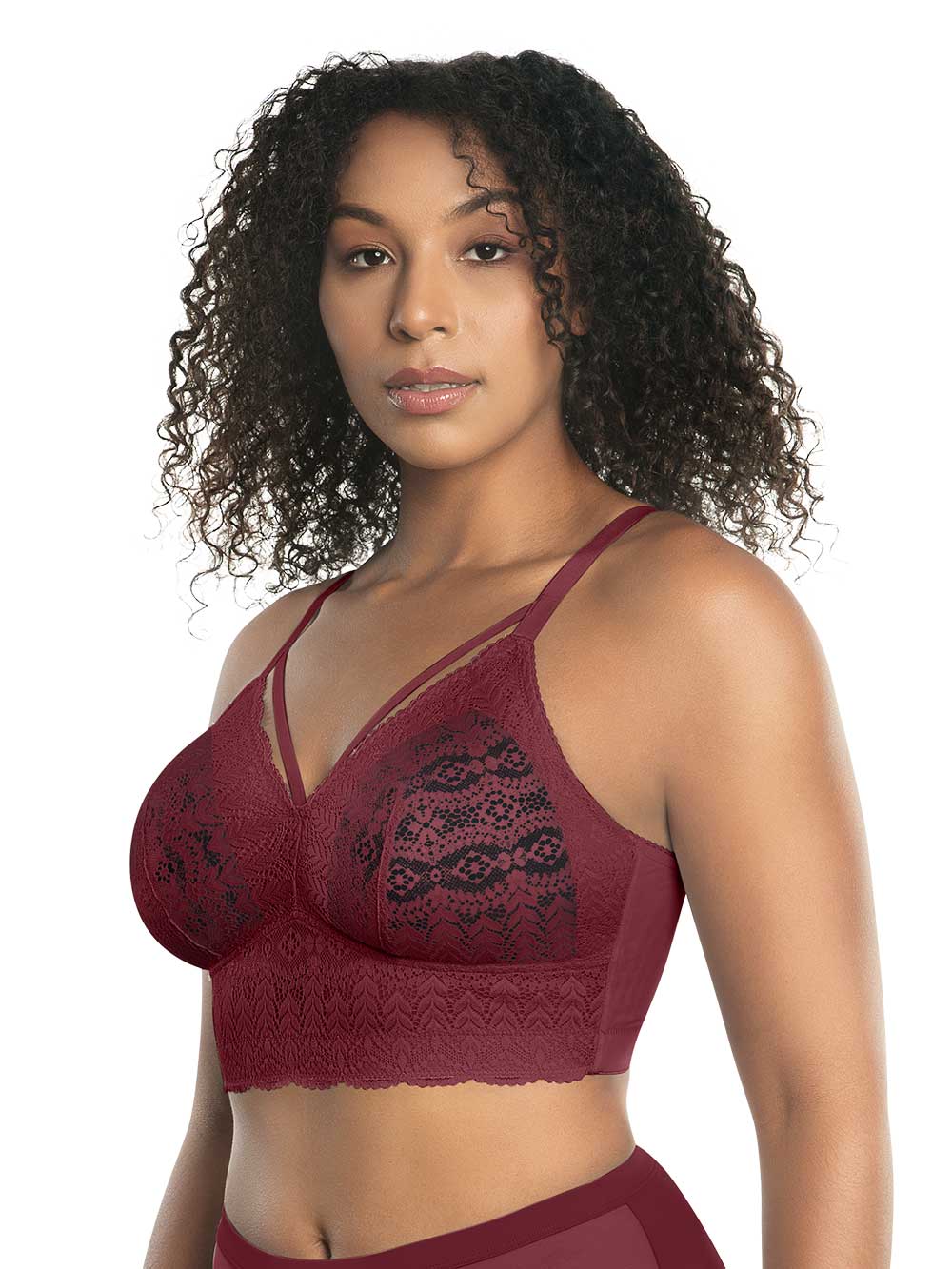 Parfait Mia Lace Wireless Padded Bralette - Comfortable Support Bra in Rio Red | Perfect for Everyday Wear & Special Occasions
