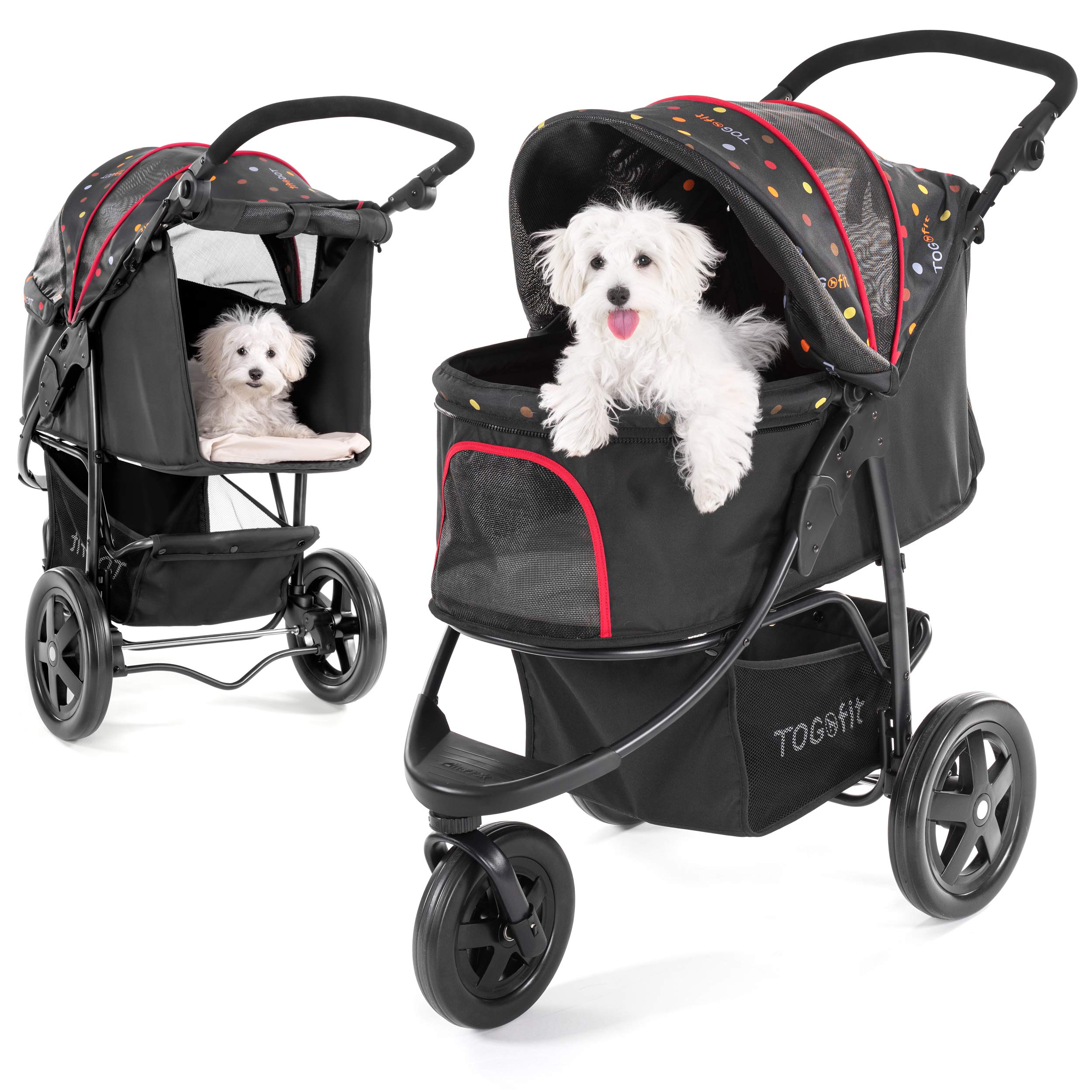 Hauck TOGfit Pet Roadster Luxury Foldable Dog Stroller for Small Dogs, Cats & Senior Pets - 6 Inch Wheels, Breathable Mesh Fabric - Perfect for Walking, Shopping & Outdoor Adventures