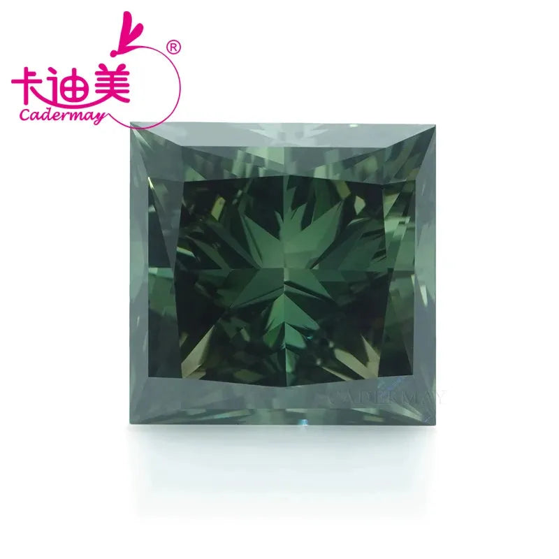 CADERMAY Princess Cut EX Green VVS1 HPHT Lab Grown Diamond 1.539CT Loose Stone with Certificate for Jewelry Making - Perfect for Engagement Rings, Necklaces & Custom Jewelry Designs