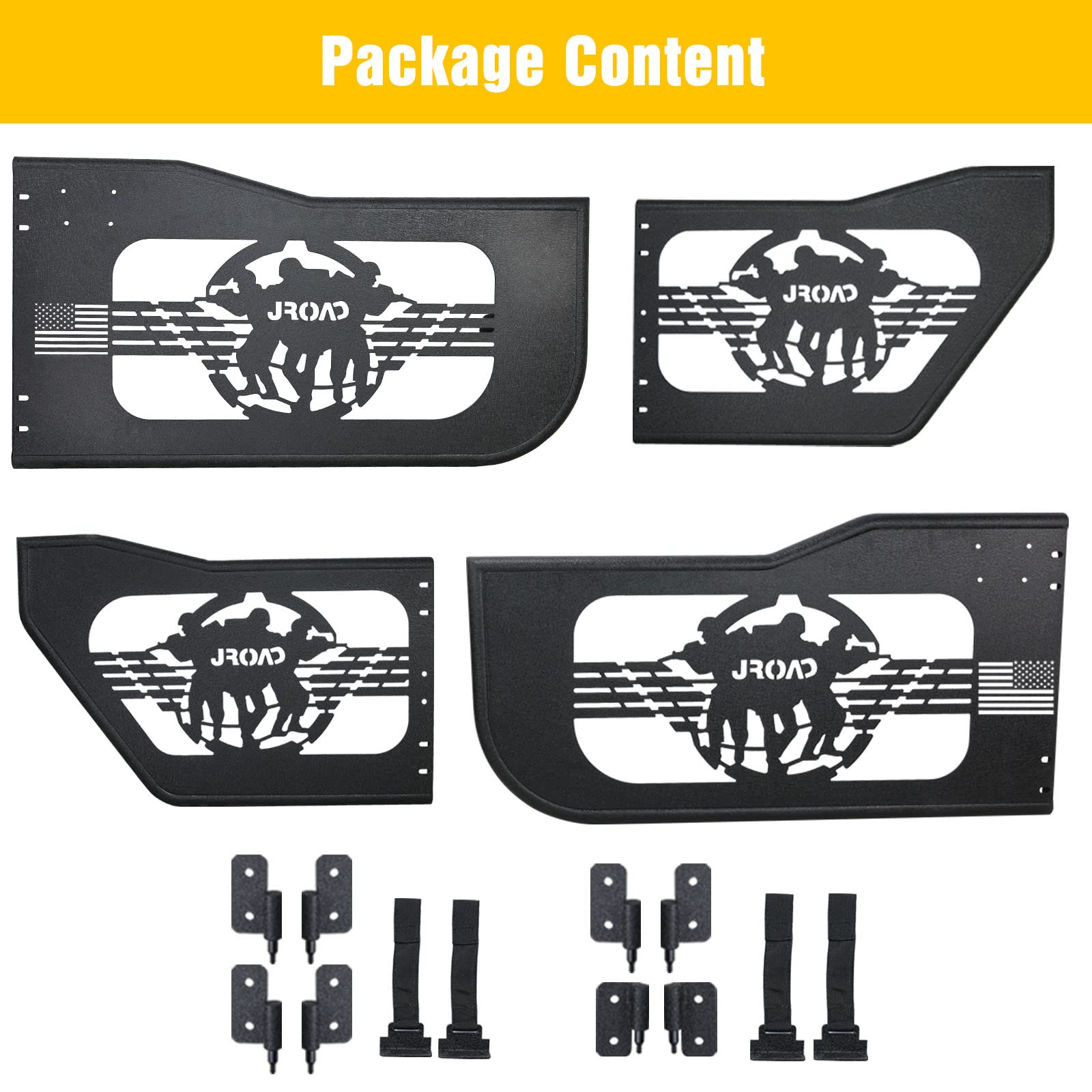Jeep Wrangler JL & Gladiator JT Tube Doors - Compatible with 2018-2023 Models | Front & Rear Soldier Pattern Half Doors (No Mirrors) | Summer Off-Road Adventure Upgrade