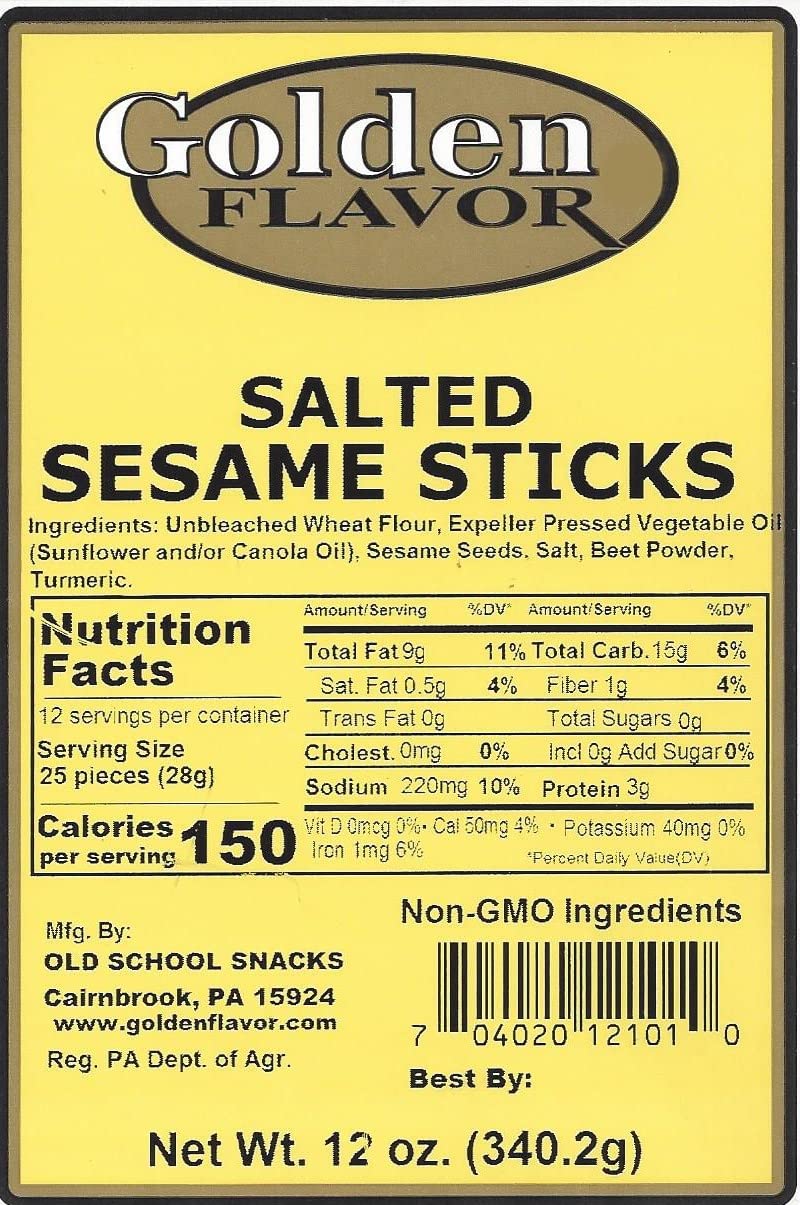 Golden Flavor Salted Sesame Sticks - 12 oz Bags (7 Pack) | Crunchy Asian Snack for Parties, Movie Nights & Healthy On-the-Go Snacking
