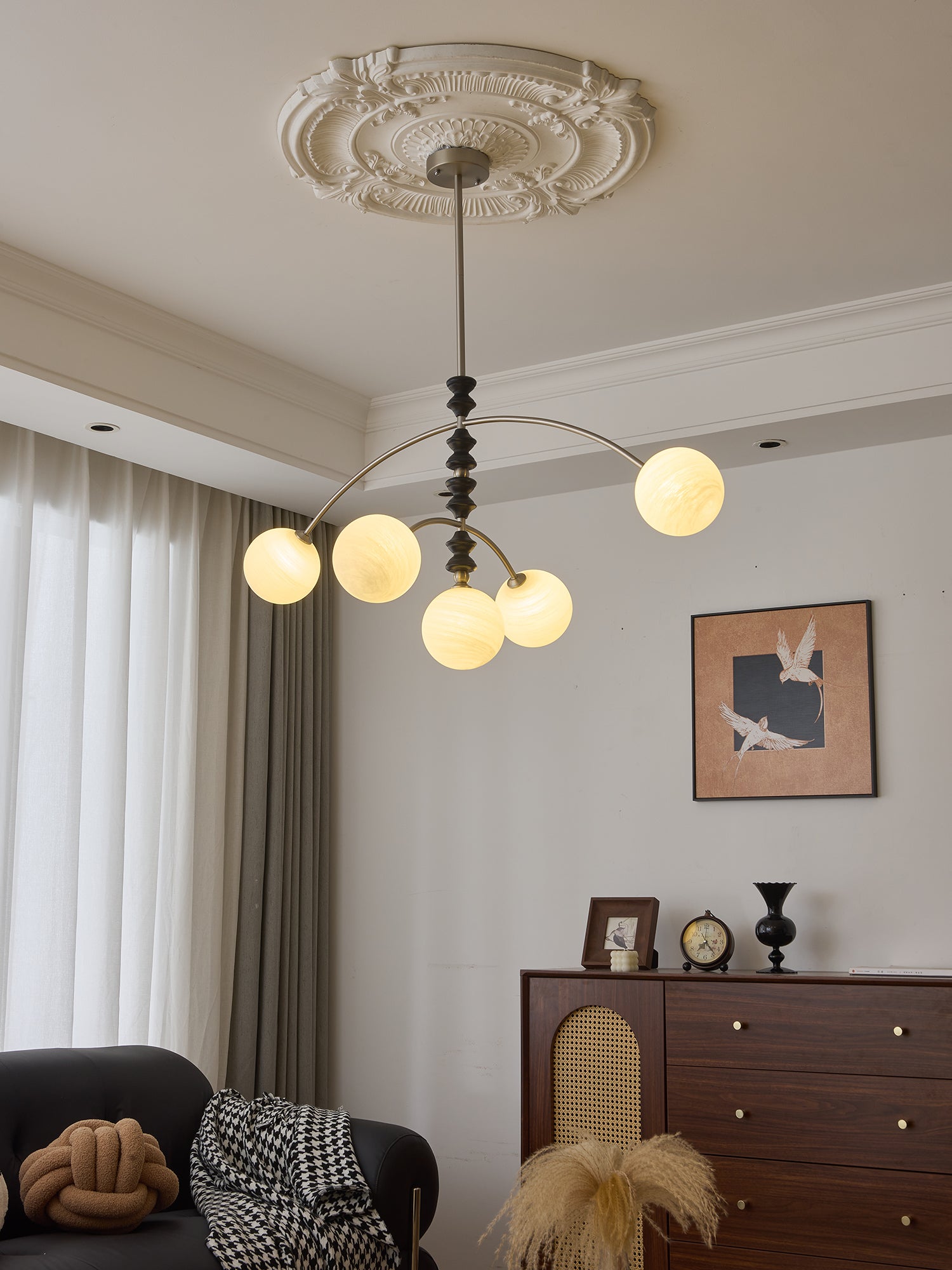 Astrium Arc Chandelier - Modern Crystal Ceiling Light Fixture for Dining Room, Living Room & Bedroom | Elegant Lighting for Home Decor & Interior Design