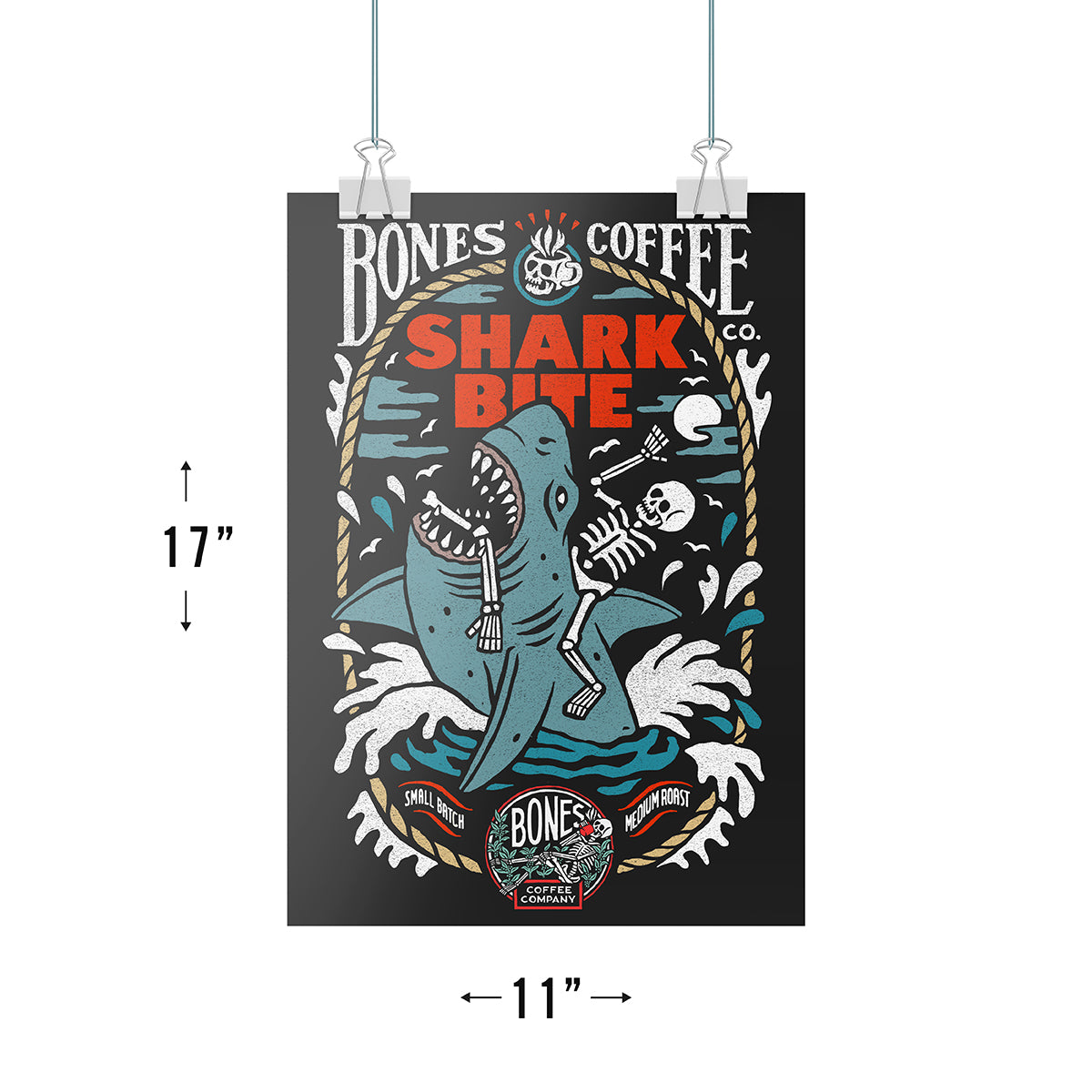 Shark Bite 11x17 Screen Printed Poster - Premium Quality Wall Art for Home, Office & Classroom Decor - Perfect for Shark Lovers & Marine Life Enthusiasts