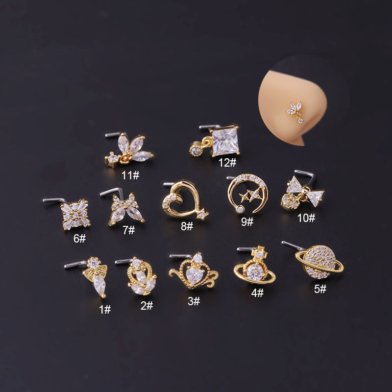 20G Small Dainty Nose Ring Stud Dangle Nose Piercing Jewelry for Women | HSPJ701 | Perfect for Everyday Wear, Parties & Special Occasions