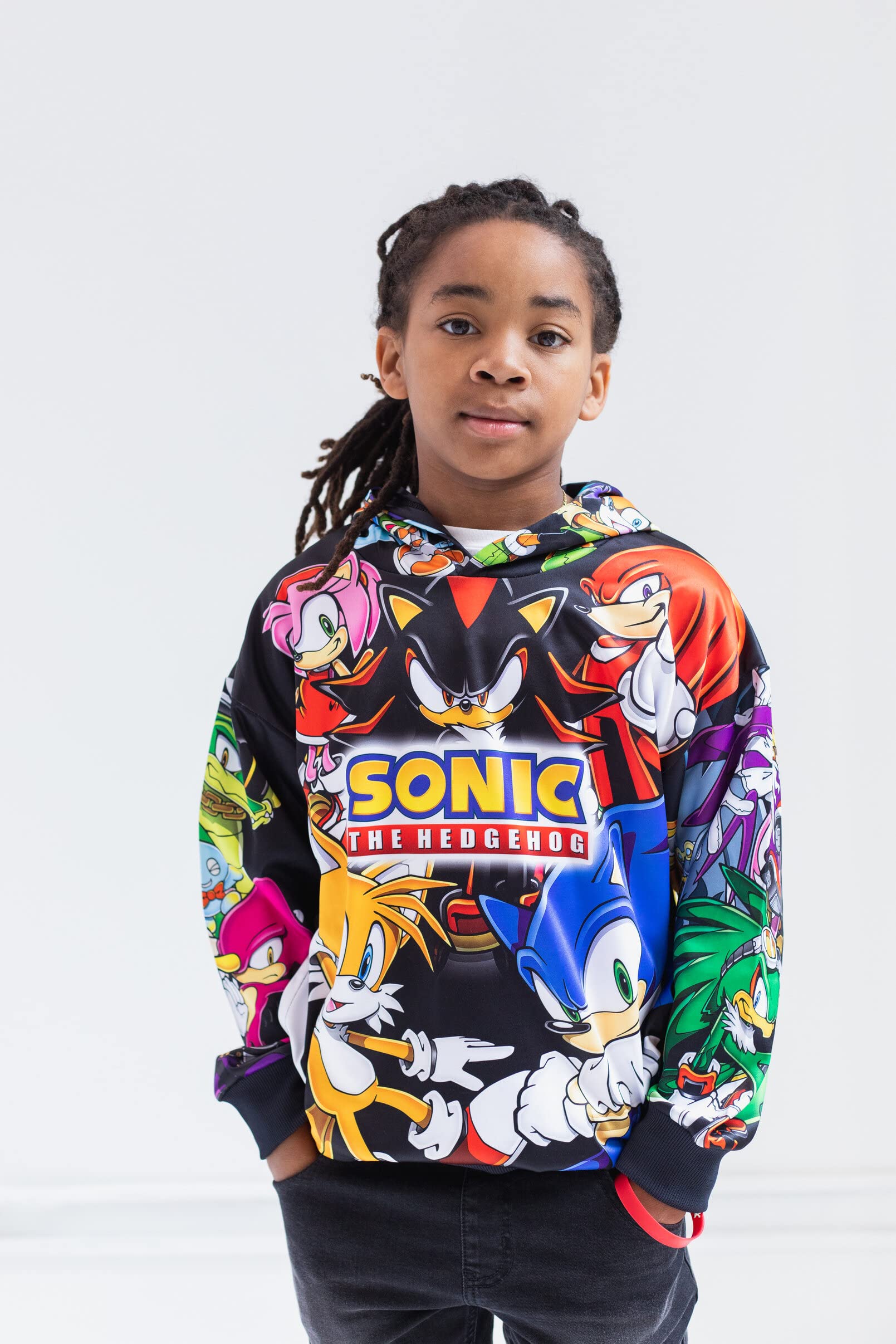 Sonic the Hedgehog Tails & Shadow Fleece Pullover Hoodie for Kids - Soft & Warm Unisex Sweatshirt for Boys & Girls - Perfect for Cosplay, Halloween & Everyday Wear