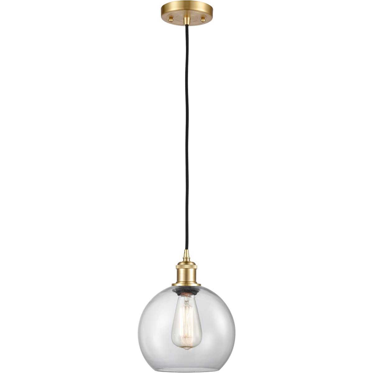 516-1P-SG-G122-LED Bare Bulb 1 Light Cord Set in Satin Gold - Vintage Edison Style Lighting for Home Decor, Cafe, Restaurant, and Retail Spaces