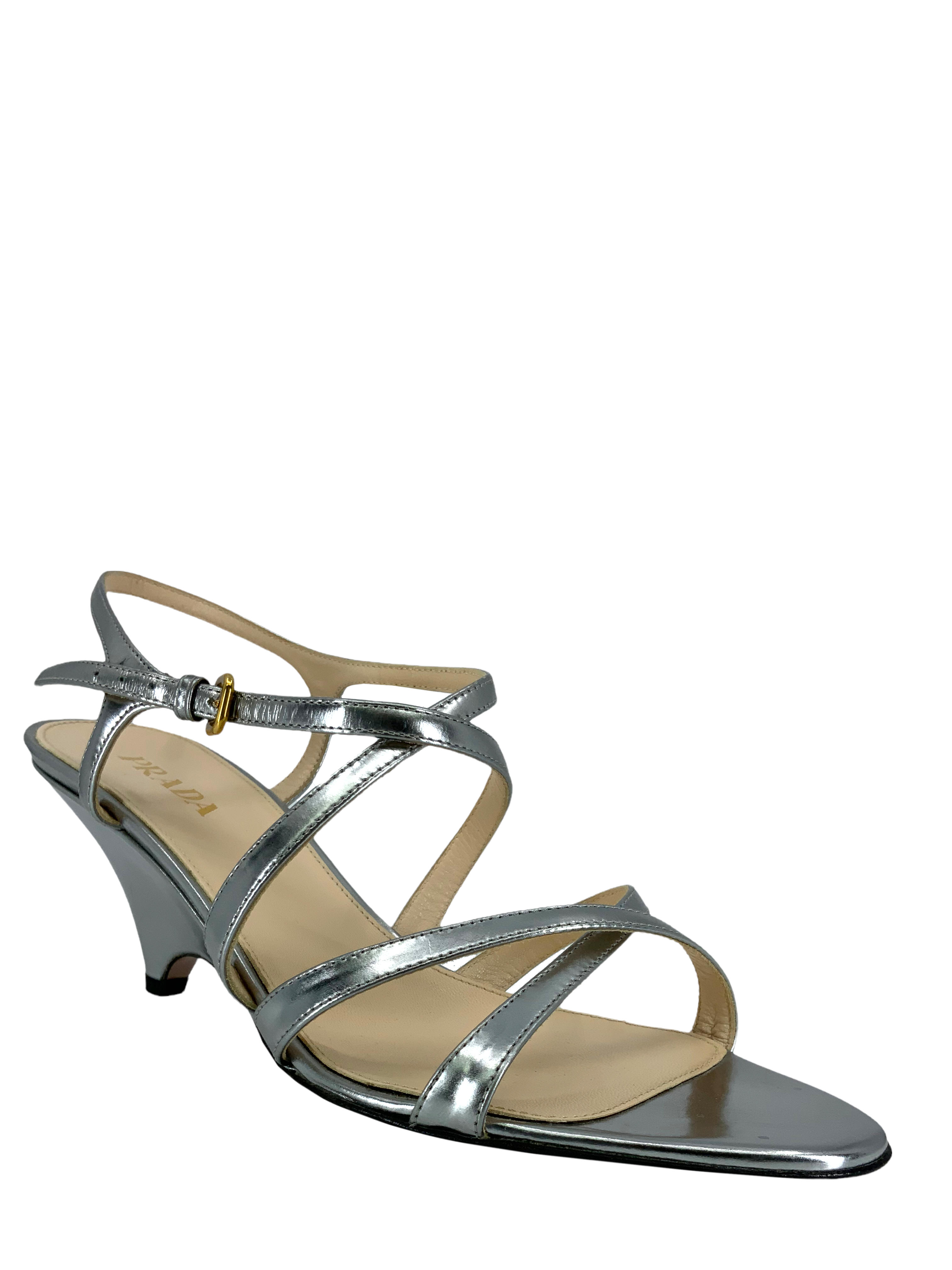 Prada Leather Strappy Sandals Women Size 8 | Luxury Designer Heels for Summer Weddings & Evening Parties