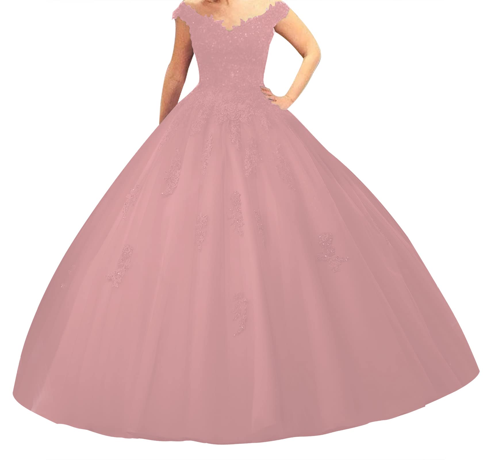 Elegant Off Shoulder Quinceanera Ball Gown - Lace Tulle Formal Prom Dress for Evening Parties & Special Occasions