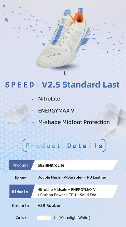 Victor S82III NitroLite Court Shoe - Lightweight Tennis Shoes for Men & Women [Lunar White] - Perfect for Indoor & Outdoor Court Sports