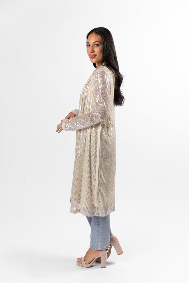 Elegant Gold Sequin Kimono Robe - Women's Luxury Loungewear for Parties, Weddings & Special Occasions