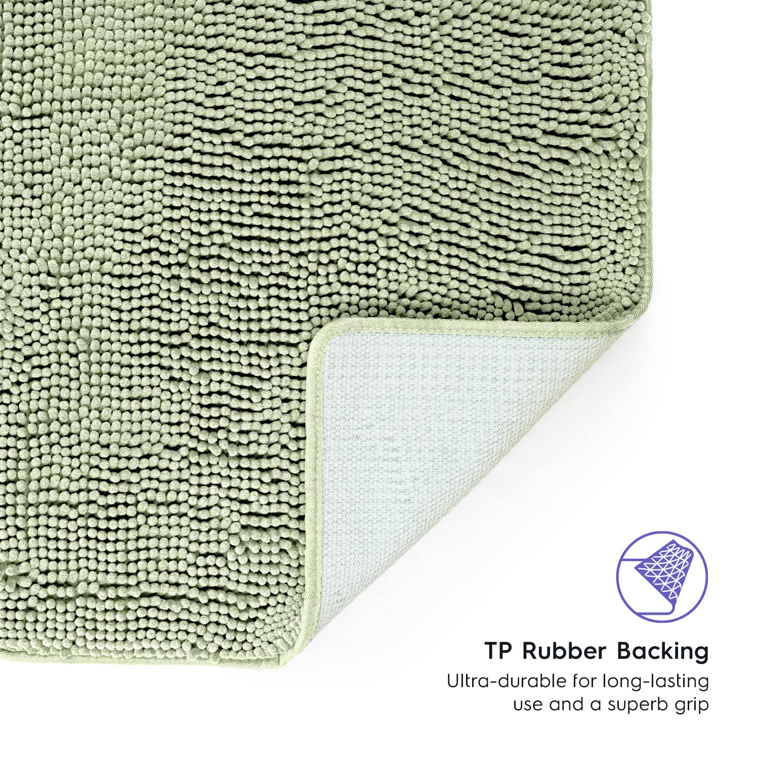 Premium Tafts Bathroom Rugs - Extra Thick Memory Foam Bath Mat with Ultra Soft Chenille Microfiber - Super Absorbent & Machine Washable Non-Slip Shaggy Bath Mat (27x47 Inches, Sage Green) - Perfect for Bathroom, Spa & Home Decor