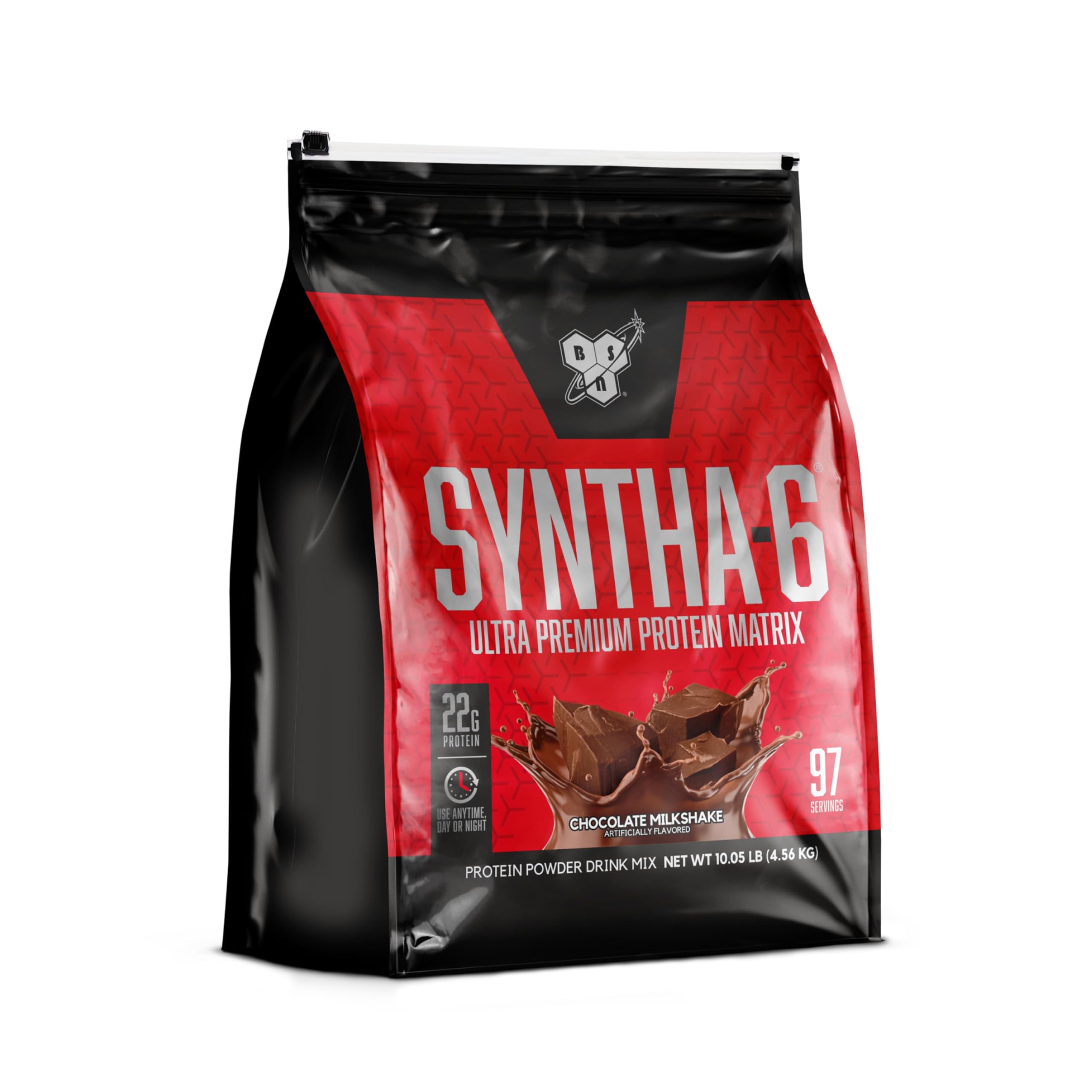 BSN SYNTHA-6 Whey Protein Powder with Micellar Casein - Chocolate Milk Flavor, 5lbs Protein Isolate Powder (97 Servings) | Post-Workout Recovery, Muscle Building & Meal Replacement for Athletes & Fitness Enthusiasts