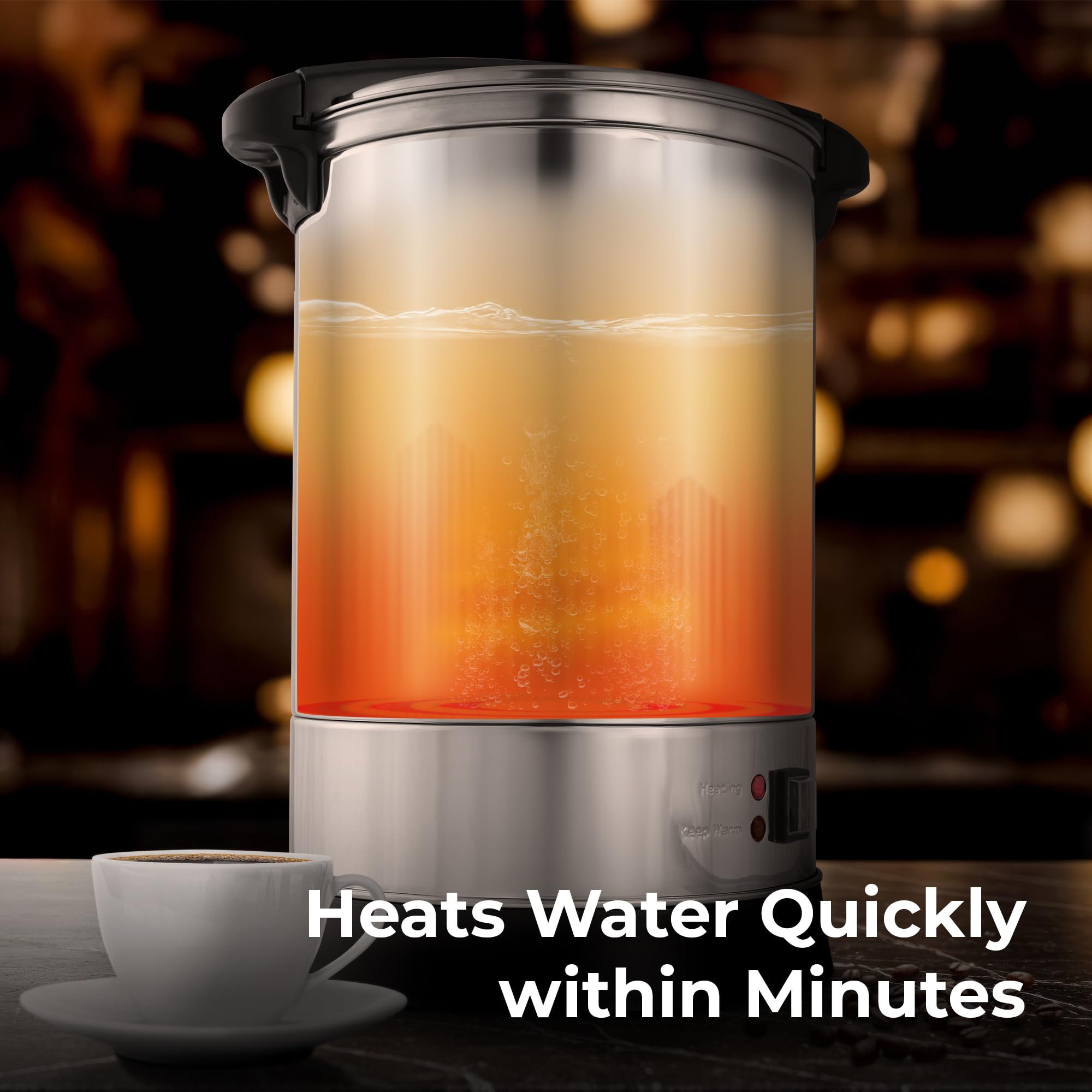 Zulay 50 Cup Commercial Coffee Maker - Stainless Steel Large Percolator Pot with Quick Brew Technology & Double-Wall Insulation - Keeps Coffee, Tea & Beverages Hot for Hours - Perfect for Events, Catering, Offices & Restaurants