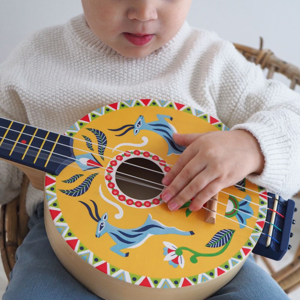 Djeco Animambo Wooden Banjo Toy for Kids - Musical Instrument for Early Learning & Pretend Play - Perfect for Toddlers & Preschoolers at Home or Classroom