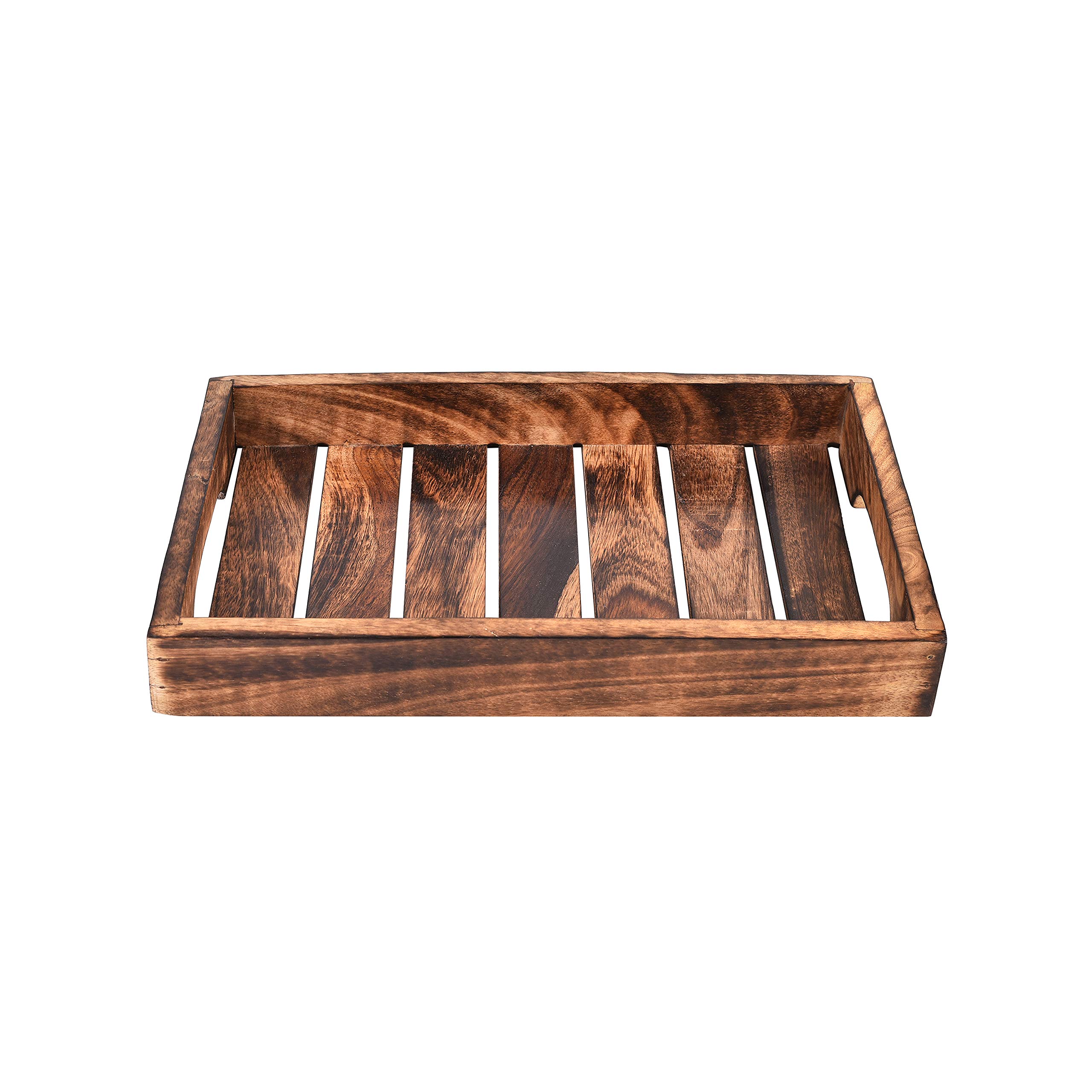 Premium Handcrafted Wooden Serving Tray for Food & Drinks - Natural Brown Rectangular Serving Board | Perfect for Restaurants, Dining Tables, Kitchen Use, Breakfast in Bed, and Elegant Entertaining