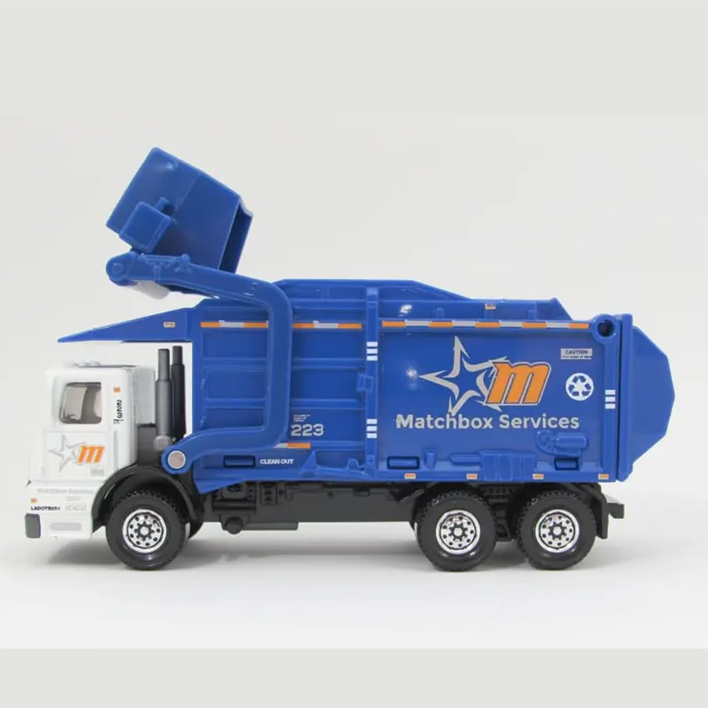 Matchbox Garbage King XL - Blue Working Rigs 1:64 Scale Diecast Toy Truck for Kids & Collectors | Realistic Waste Collection Play Set for Pretend Play & Display