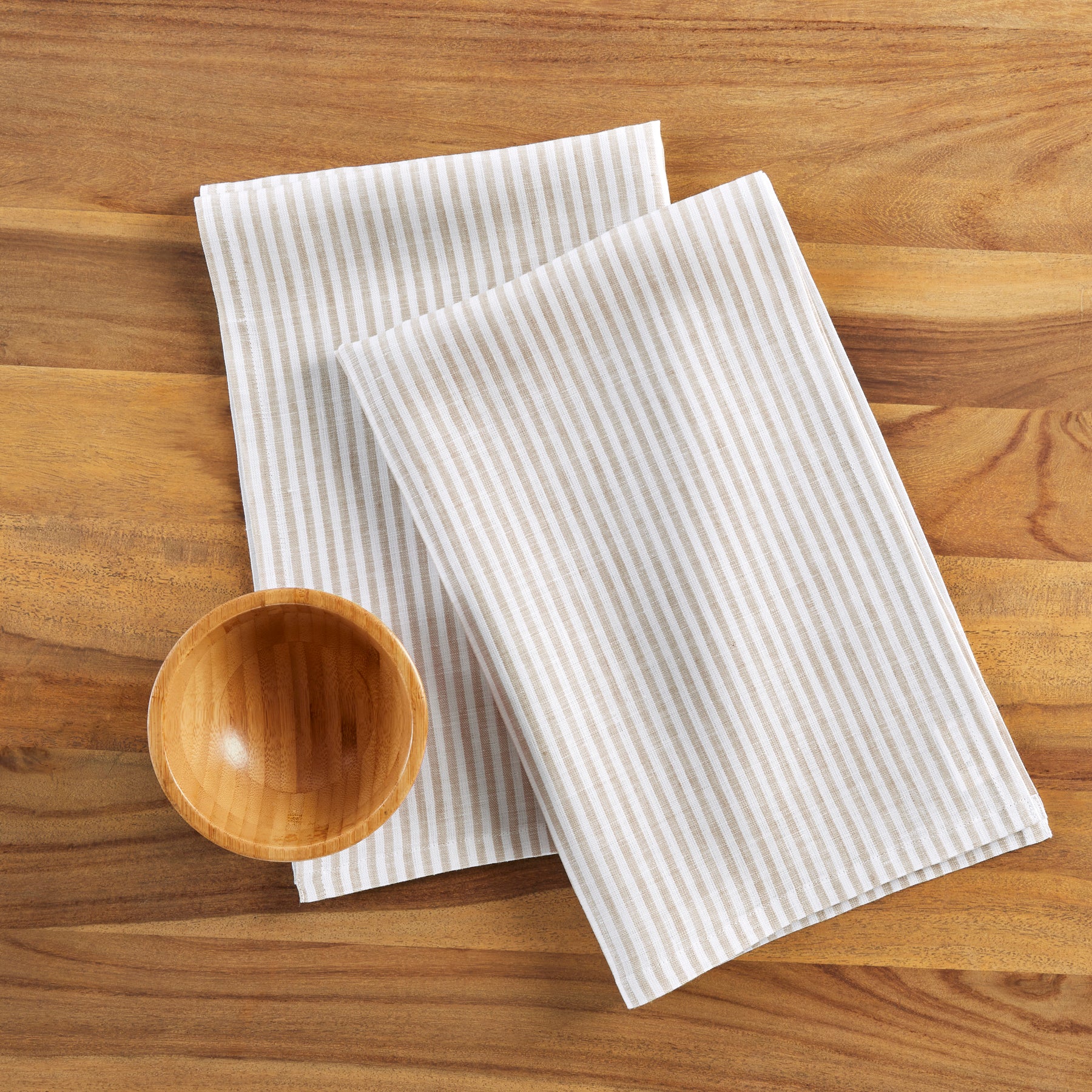 Premium Narrow Stripe Cotton Kitchen Towels - Set of 2 Absorbent Dish Towels for Drying Dishes & Cleaning - Soft & Durable for Everyday Kitchen Use