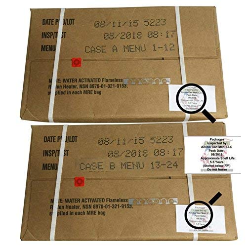 **Authentic US Military MRE Meals Ready-to-Eat - 2018 Inspection Date (08/2018 or Newer) - Cases A & B - Emergency Food Supply for Camping, Survival & Outdoor Adventures**