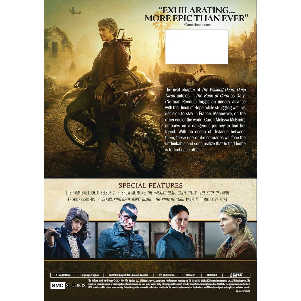 The Walking Dead: Daryl Dixon Season 2 - Book of Carol DVD | AMC TV Series | Horror Drama Collector's Edition | Perfect for Fans & Home Entertainment